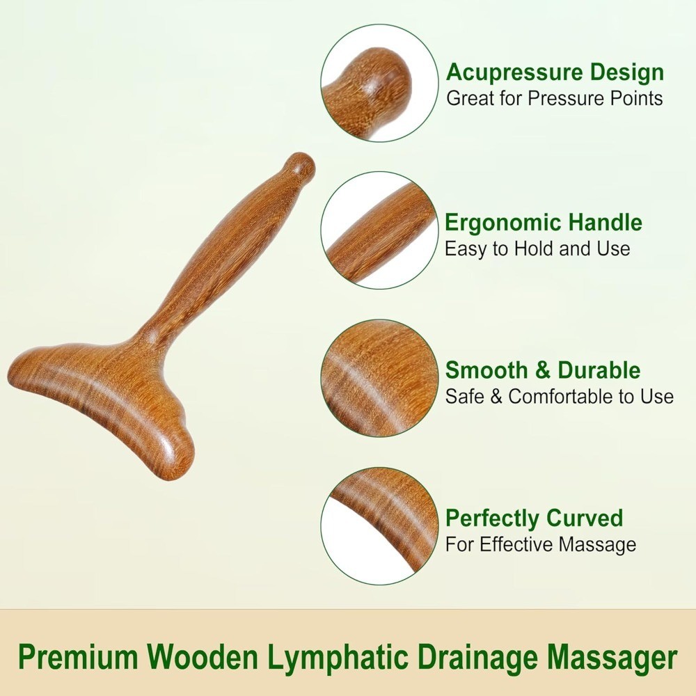 Wooden Gua Sha Tool for Lymphatic Drainage Massage Body Sculpting Muscle Pain