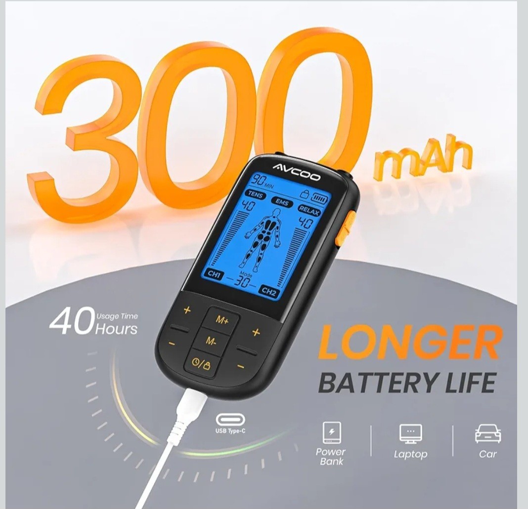 AVCOO 3-in-1 TENS Unit Muscle Stimulator with 30 Modes, 40 Intensities