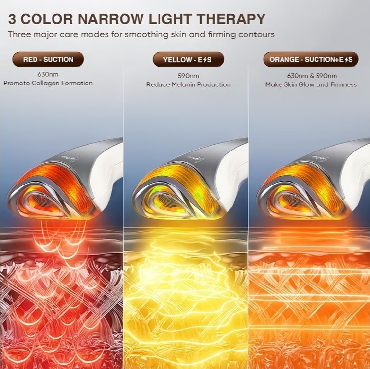 3 In 1 Red Light Therapy For Face Neck With Suction And Vibration Skin Firming