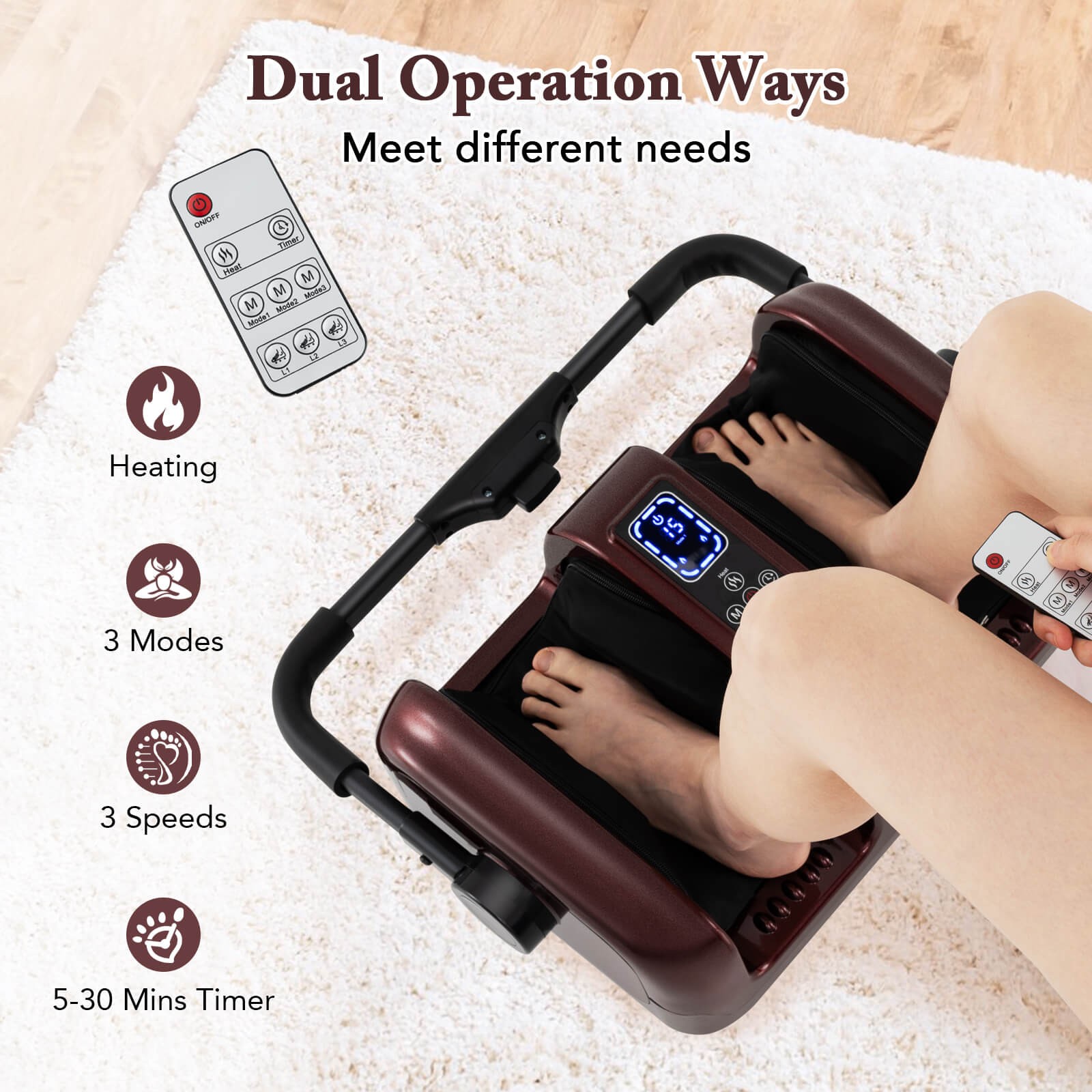 Foot & Calf Massager Deep Kneading Shiatsu Massager Machine w/ Heat