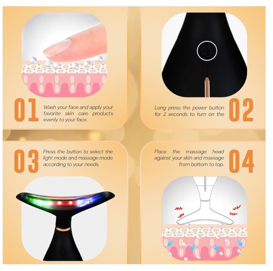 GLO24K Red Light Beauty Device for Face and Neck. Based on Triple Action L E D