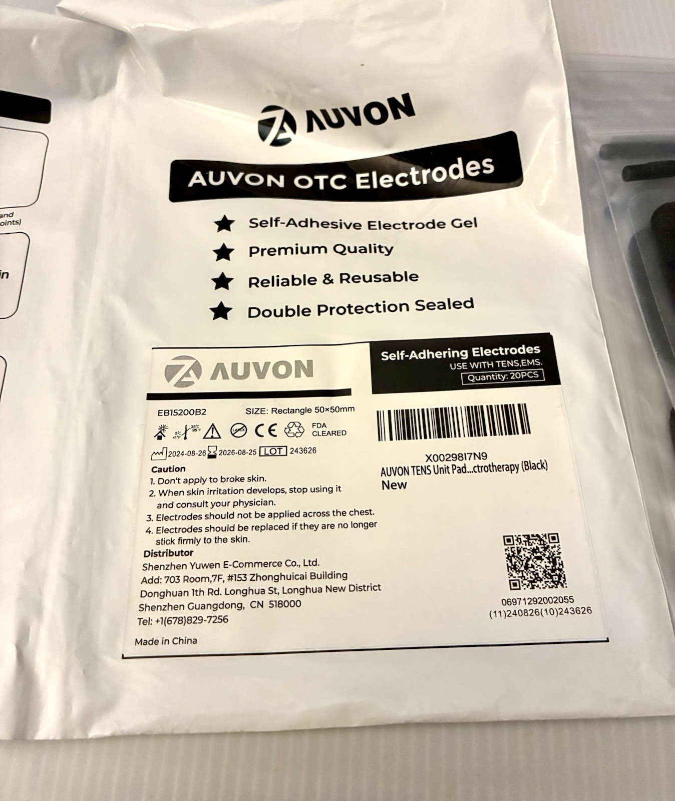 AUVON TENS Unit Pads Square Latex Free 4 Packs Of 4 Total Of 16 New Sealed