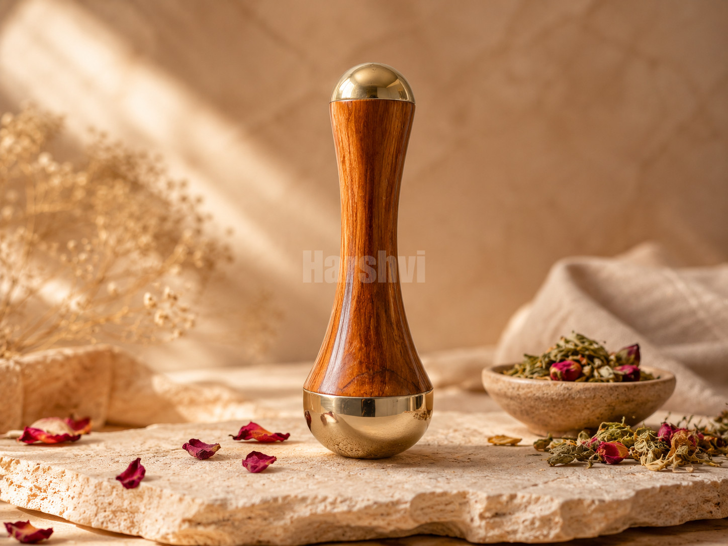 Handmade Kansa Wand Face Massager | Ayurvedic Wooden Handle Beauty Tool
