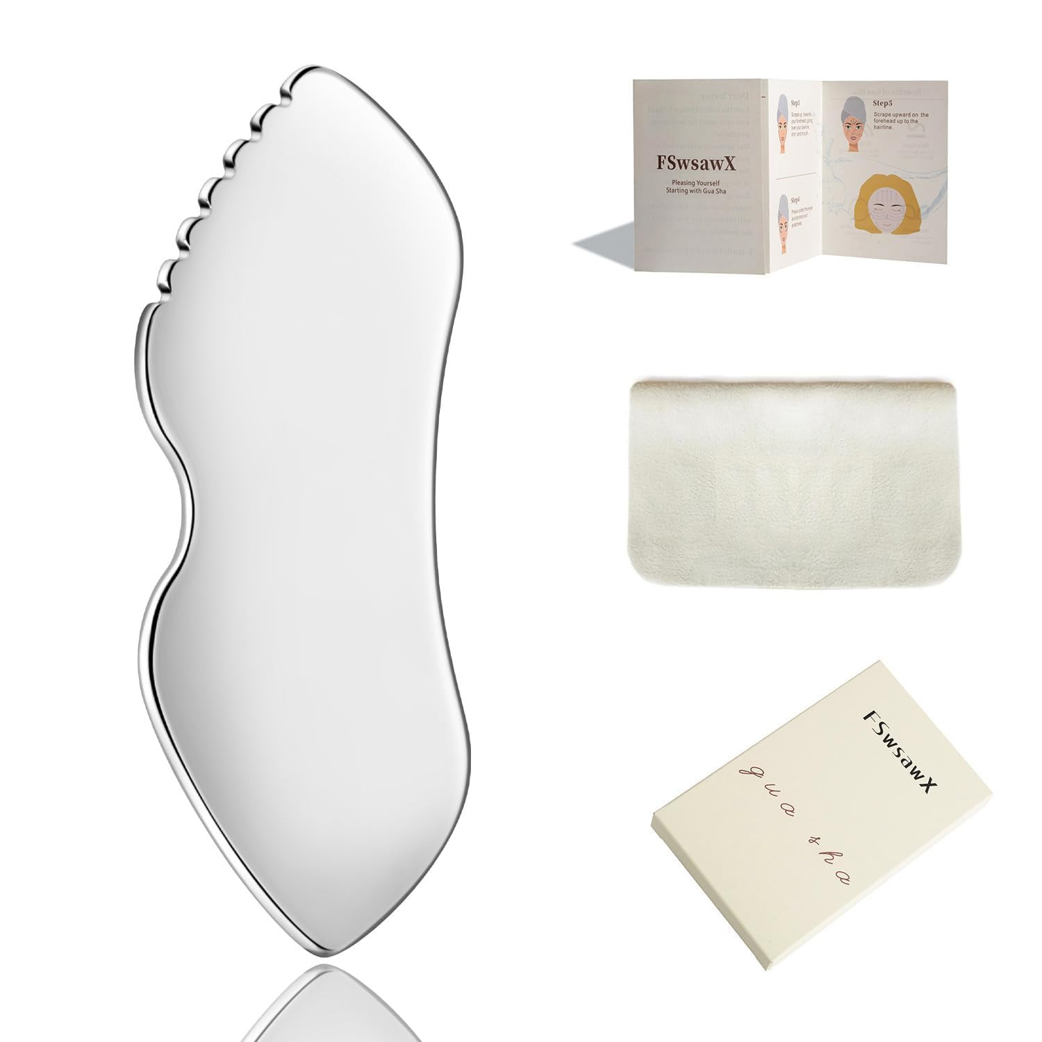 Stainless Steel Gua Sha Facial Tools, Face Comb & Massager Metal Gua Sha Tool