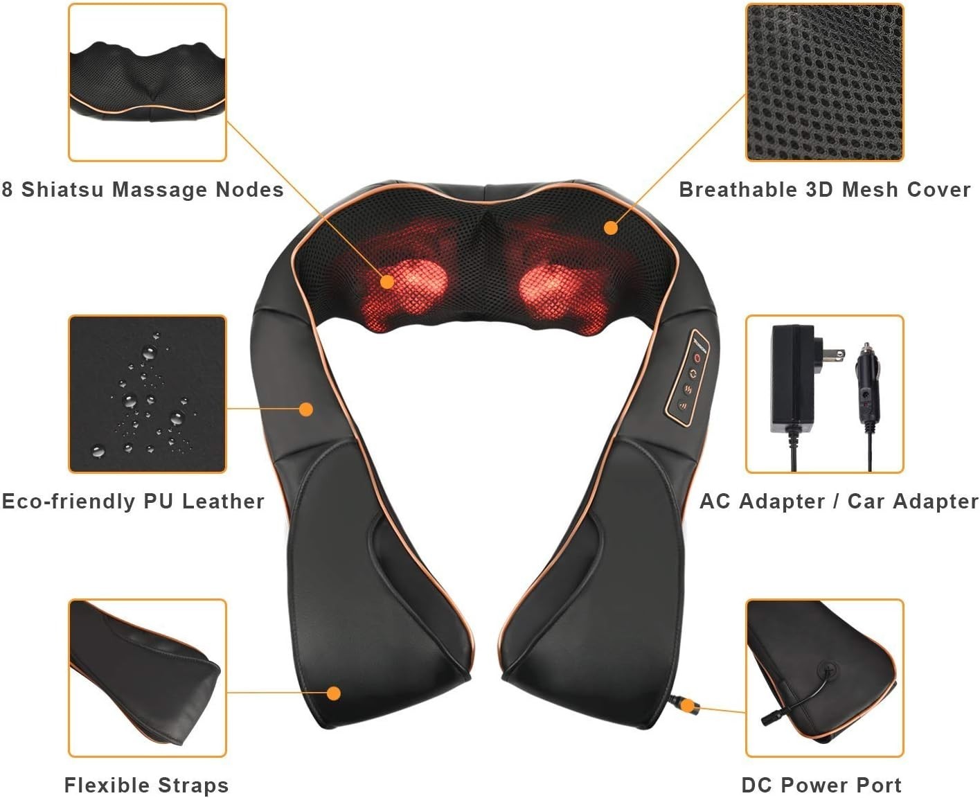 Shiatsu Neck & Back Massager with Heat – Deep Tissue Relief & 3 Intensity Levels