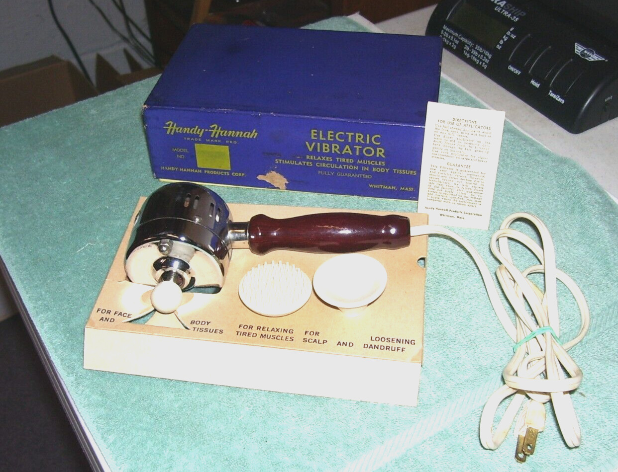 Vintage Handy Hannah Electric Vibrator Massager With Attachments Working CIB 595
