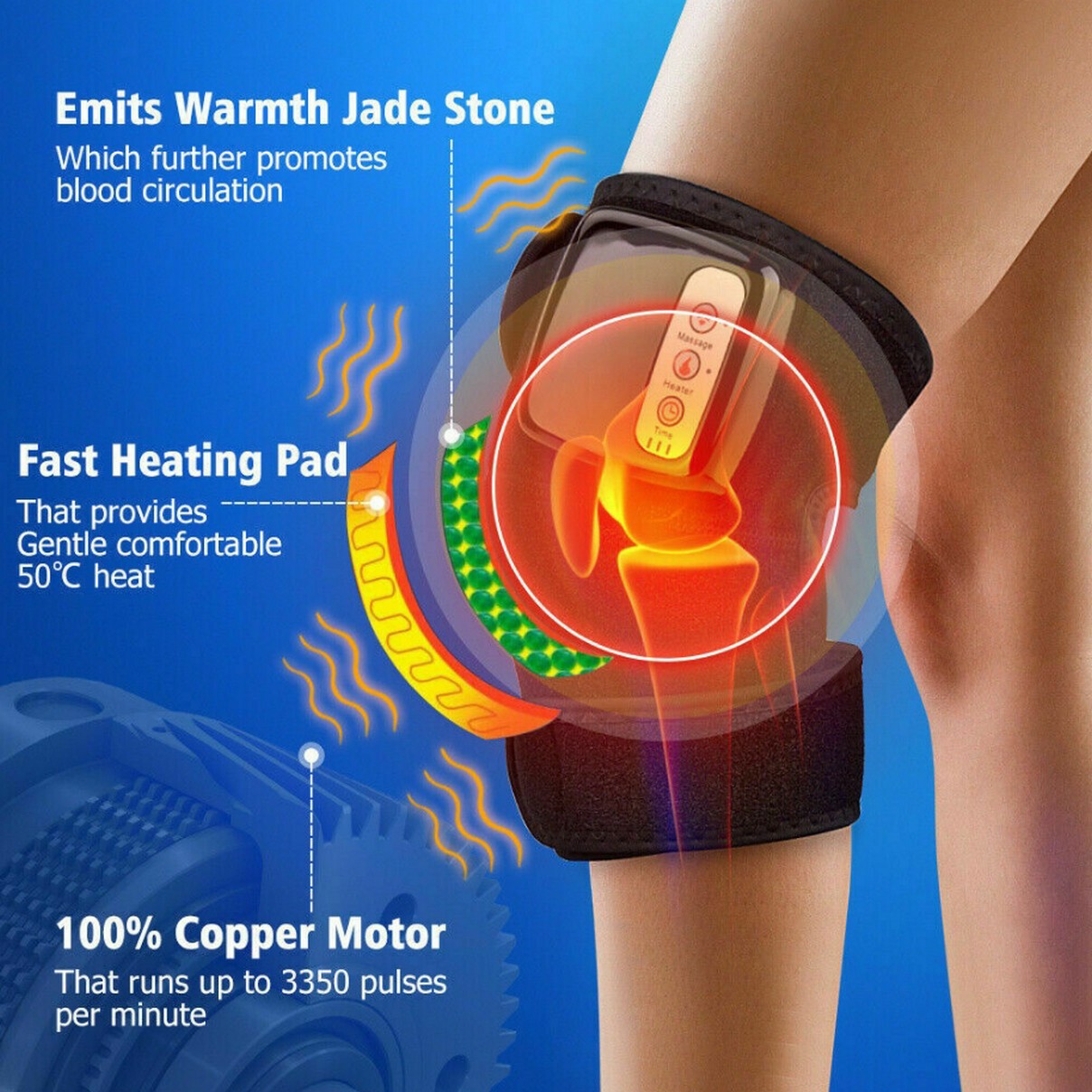 1x Electric Heating Knee Massager Knee Joint Pad Brace Pain Relief(No Color Box)