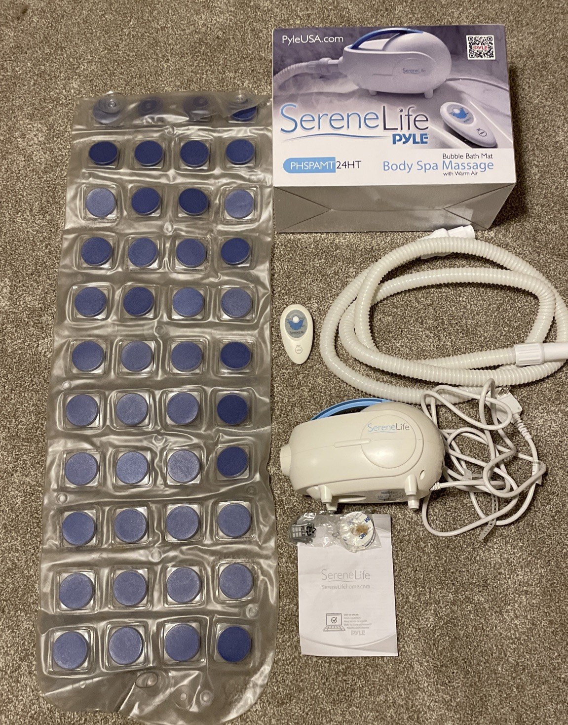 Serene Life Bubble Bath Mat Body Spa Massage PHSPAMT24HT w/ Remote – Works!