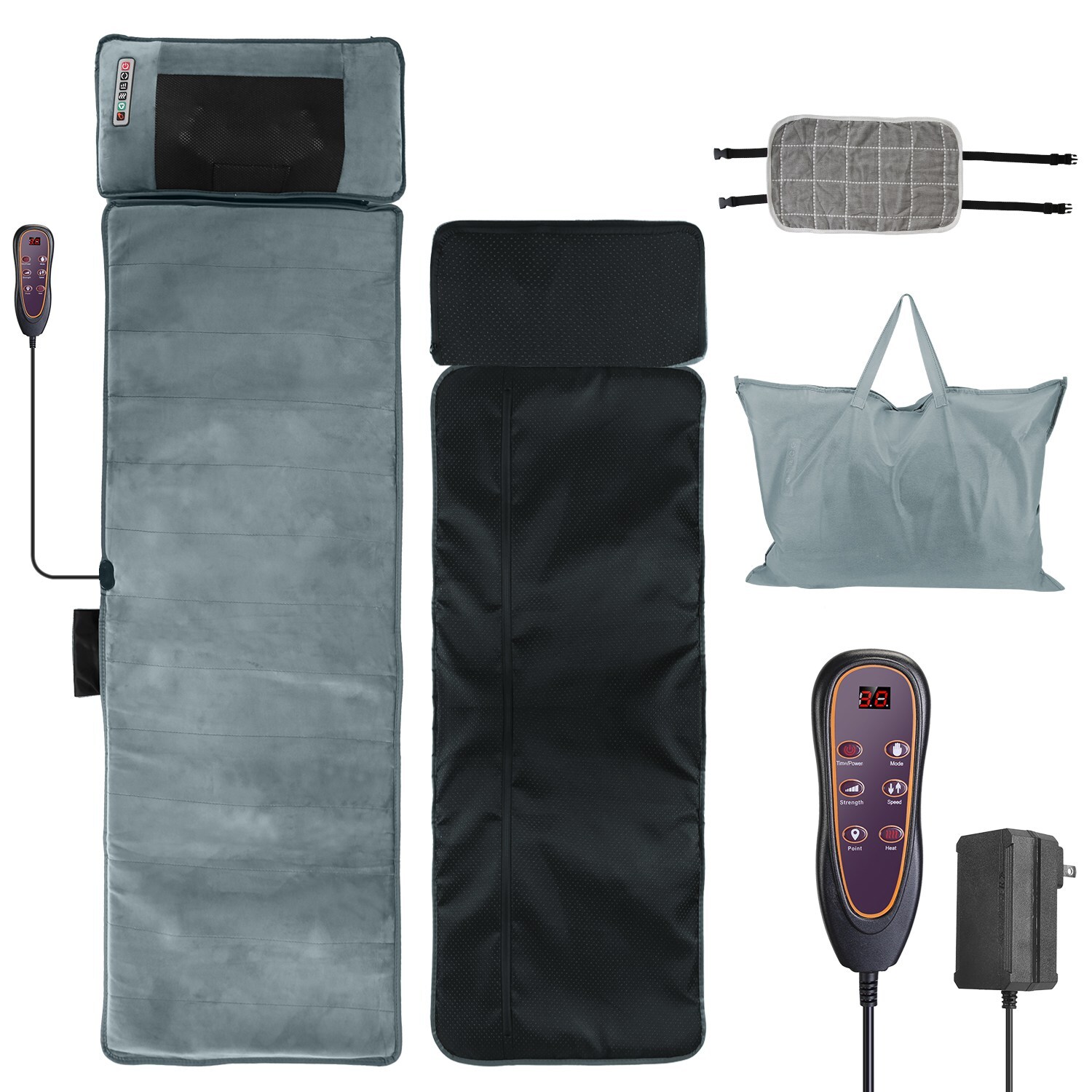 Full Body Massage Mat with Heat & Neck Massage Pillow 10 Vibration Motors Timer