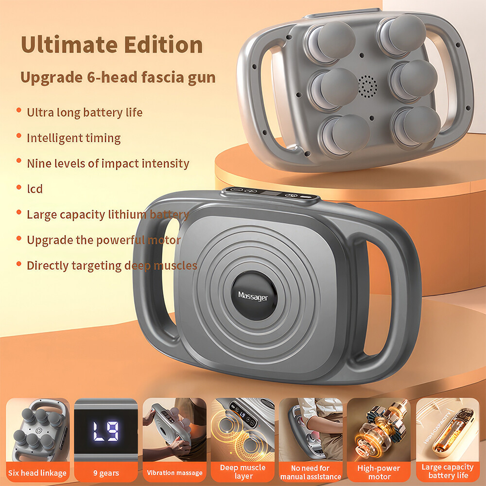 Six-head Fascia Gun Massage Gun Back and Waist Massager Massager Neck Shoulder