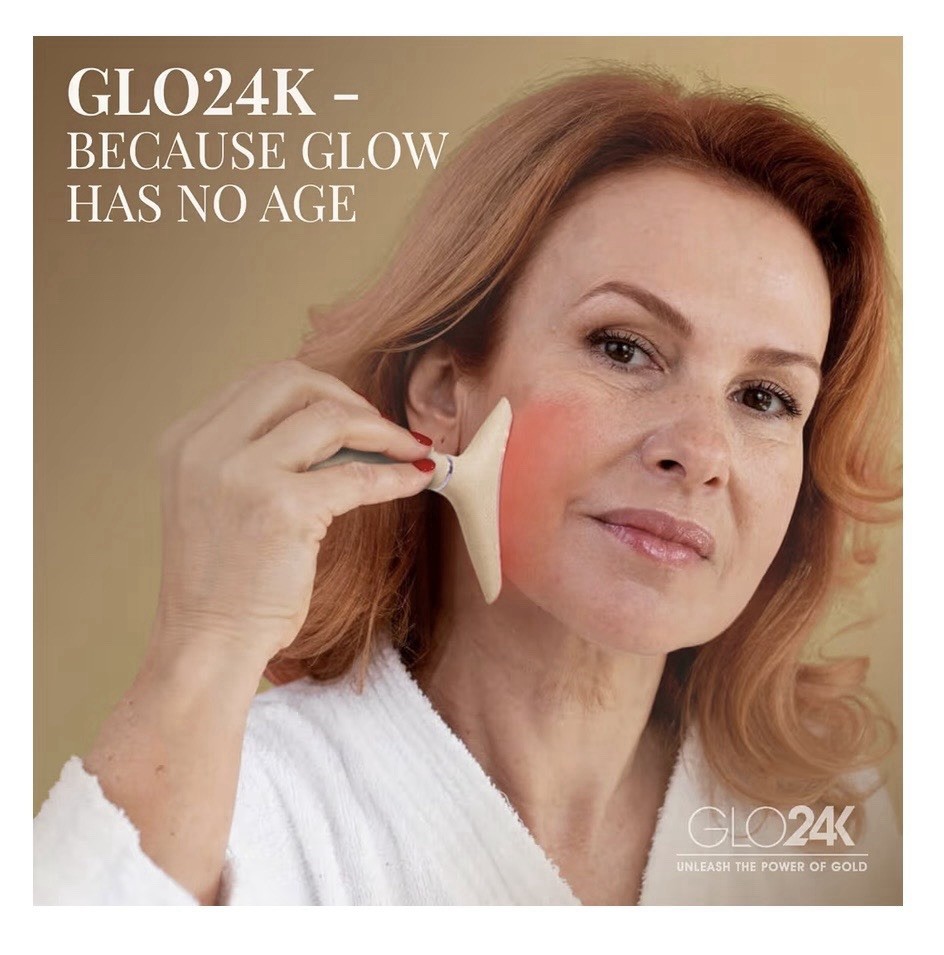 GLO24K Neck & Face Massager+ Heated Rechargeable USB, 7 LED, Eyes/Forehead