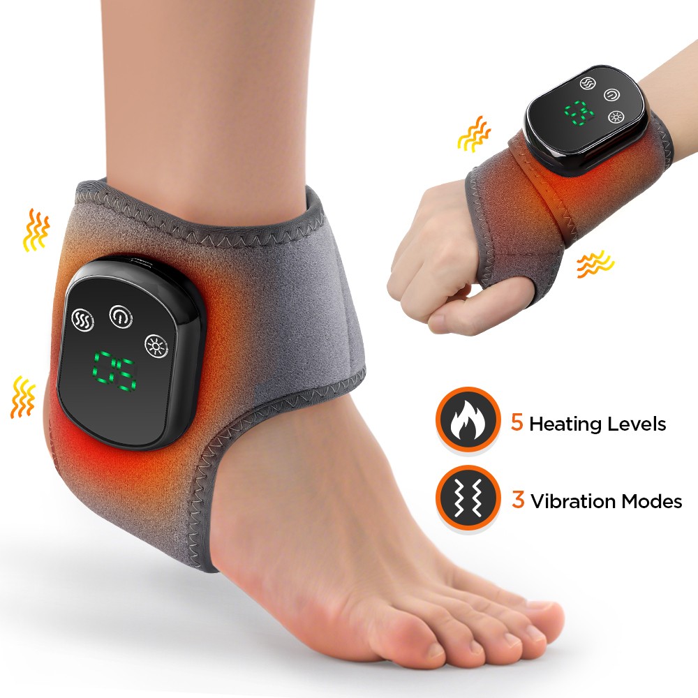 Ankle Wrist Neck Heating Pad Electric Vibration Massage Heated Foot Hand Wrap