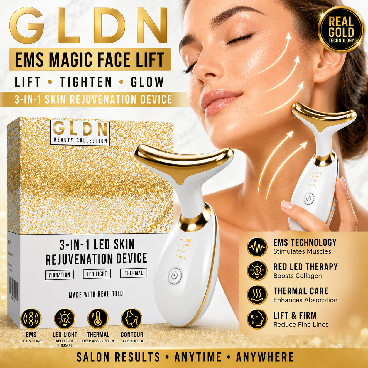Magic Face Lift, Neck Massager, & Skin Tightener, Red Light Anti-Aging Therapy