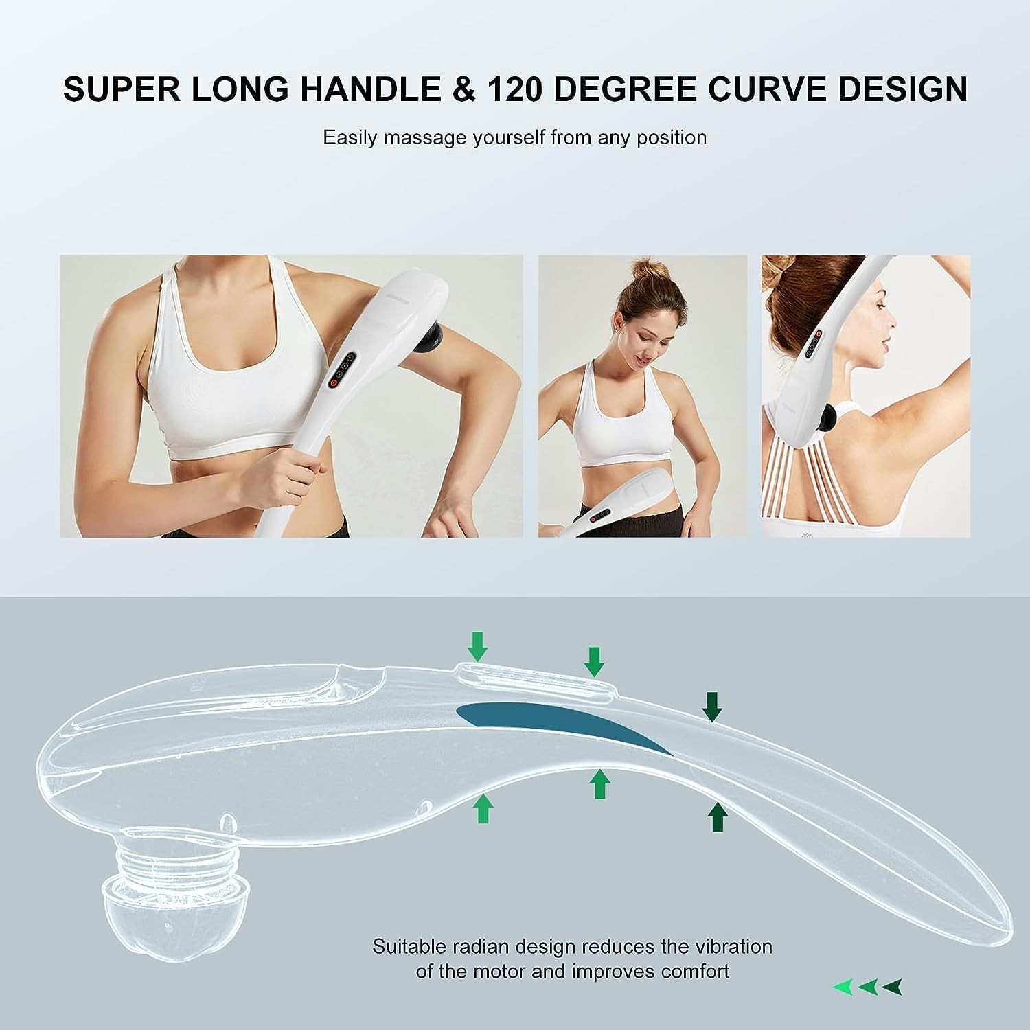 Megawise Cordless Back Massager For Shoulders Waist Legs Rechargeable 3200Mah