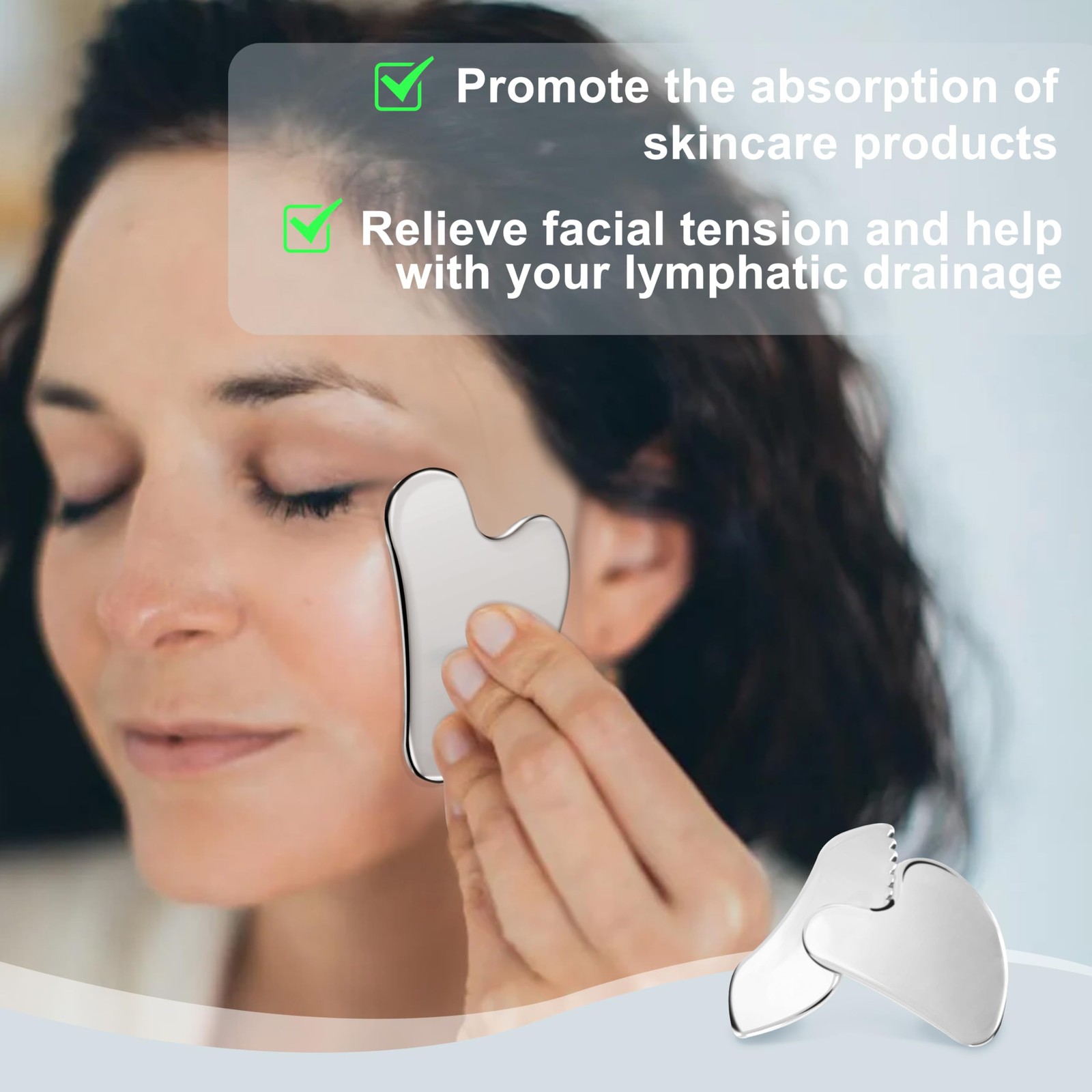 MoHern 2 Pcs Stainless Steel Gua Sha Tool, Gua Sha Facial Tools, Durable GuaS…