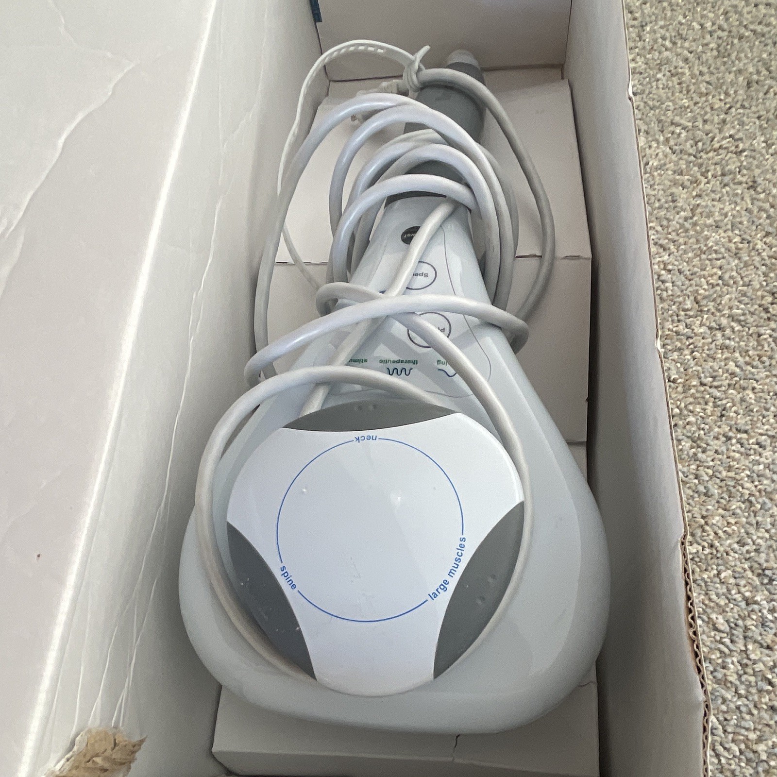 Brookstone TheraSpa Percussion Massager Corded Multispeed 2 Heads White/Gray