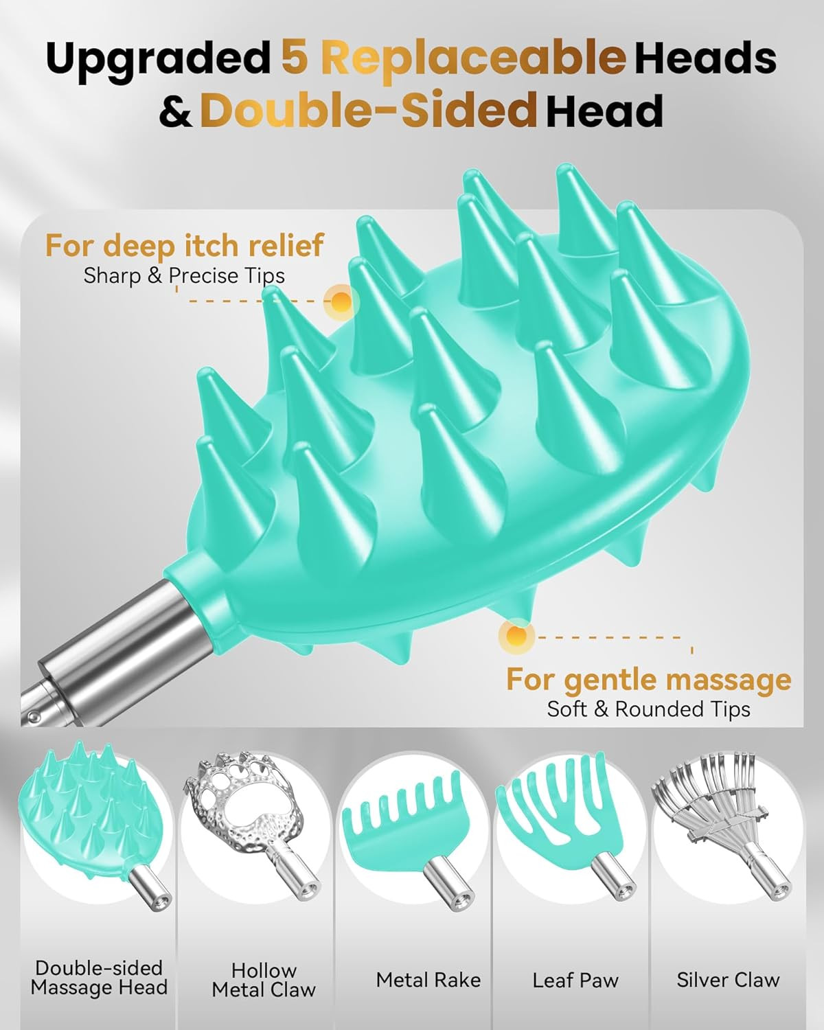 Telescoping Back Scratcher with 5 Detachable Heads, Gifts for Christmas, Stockin