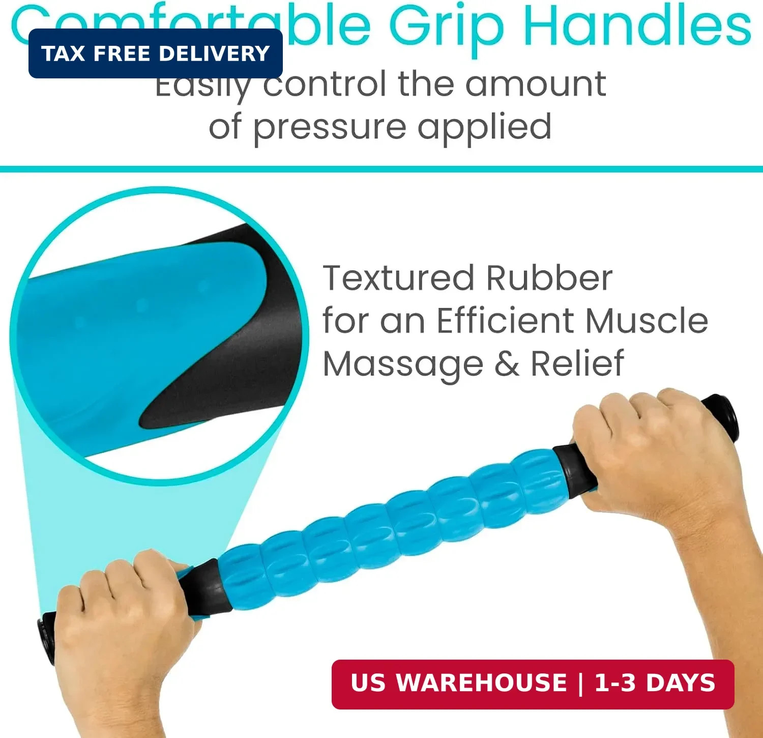 Vive Massage Stick Roller for Muscle, Back, Legs – Deep Tissue Body Fascia Massa