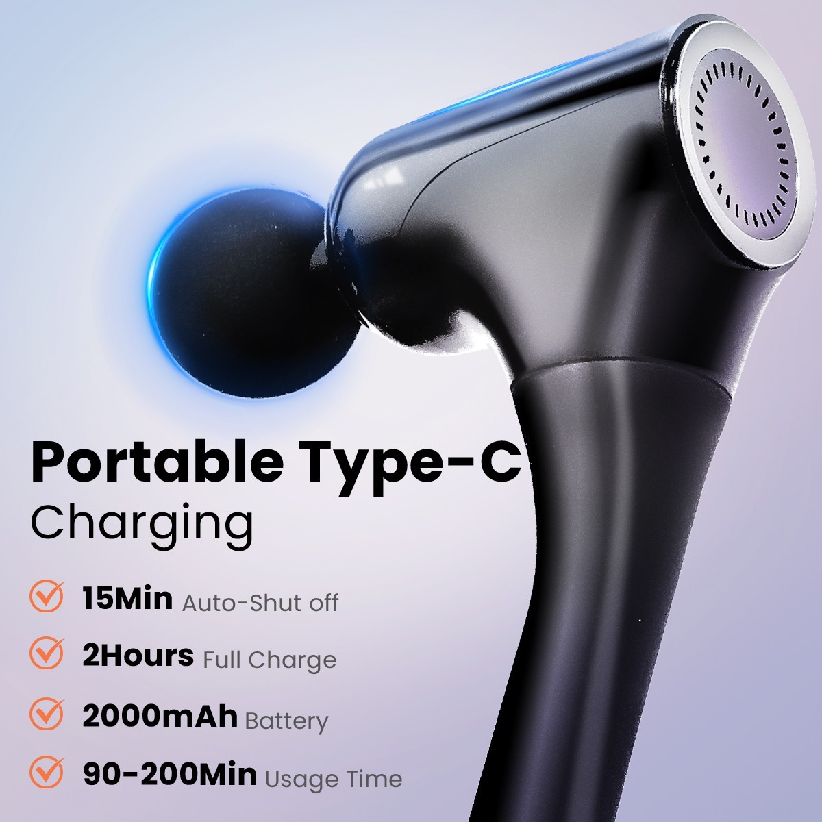 G5 Massage Gun – 12mm Deep Tissue, 2000mAh Battery, 120-200min Use, Full Body Ma
