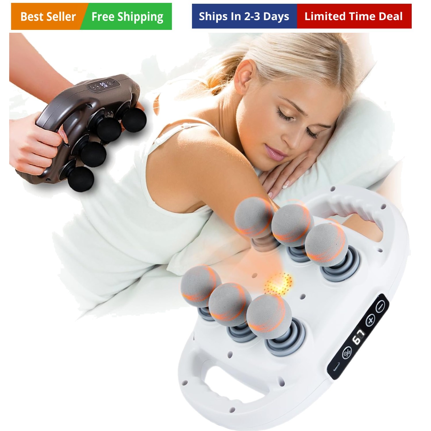 6 Head Massage Gun Deep Tissue with 9 Levels & 9 Modes, Electric Massager Too…