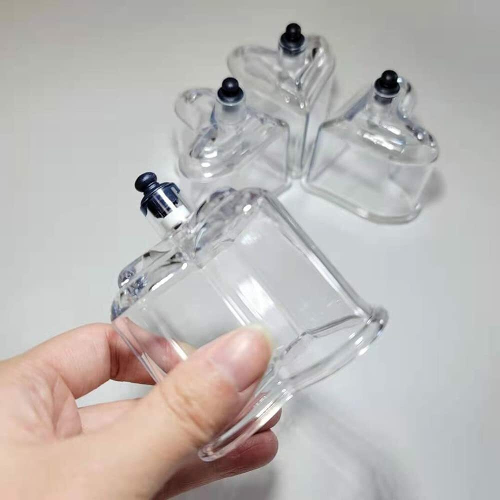 4 Pcs Love Heart Vacuum Cup Set Suction Device Cupping Massage Therapy Cans Jars