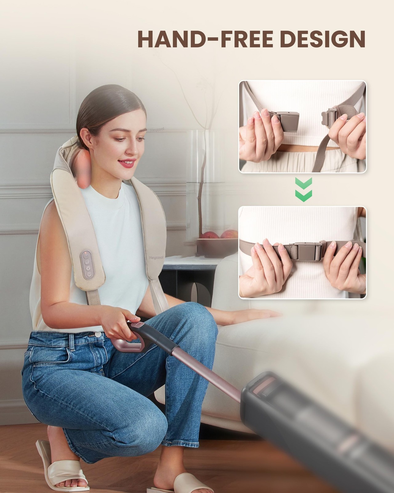 Heycool Cordless Neck Massager with Heat, FSA Eligible HSA 4D Deep Kneading N…