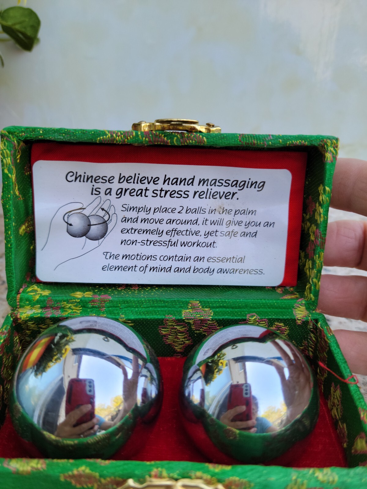 Chinese BOADING BALLS Hand Massage Stress Relief in Green Box