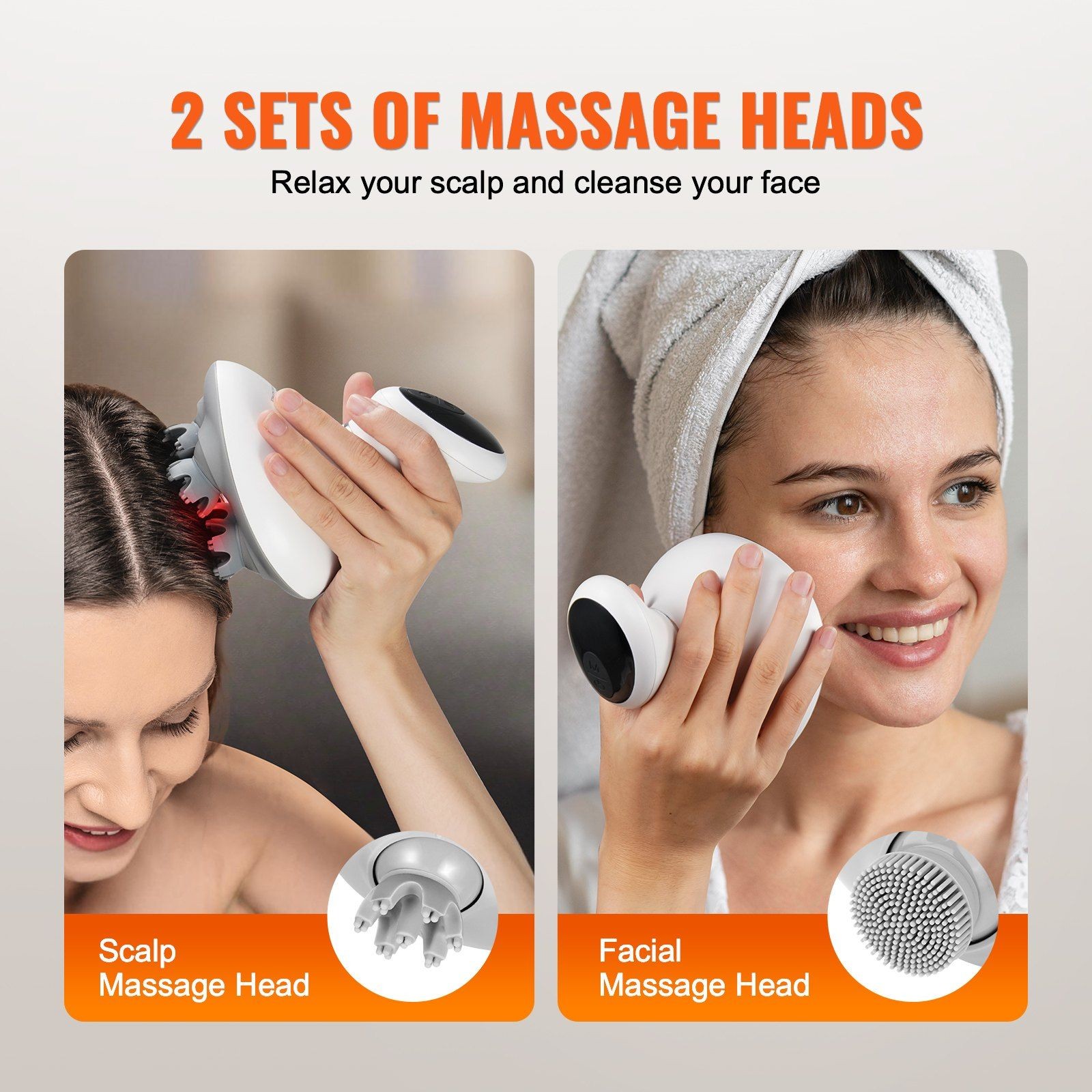 Ergonomic Scalp Massager Rechargeable 6-Mode 80-90 Node Non-Slip Handle