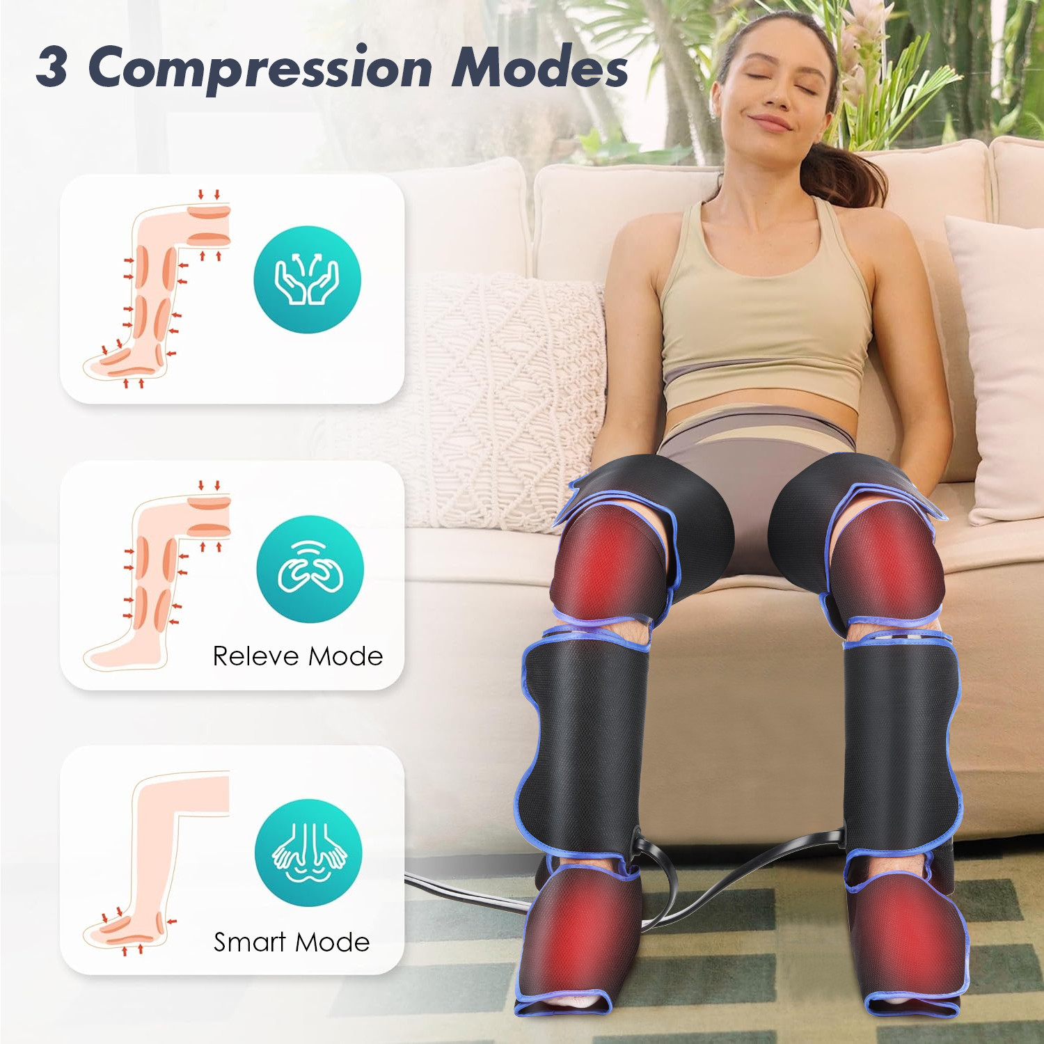 Knee Foot Leg Massager Pressure Heating Air Heating Function Calf Circulation