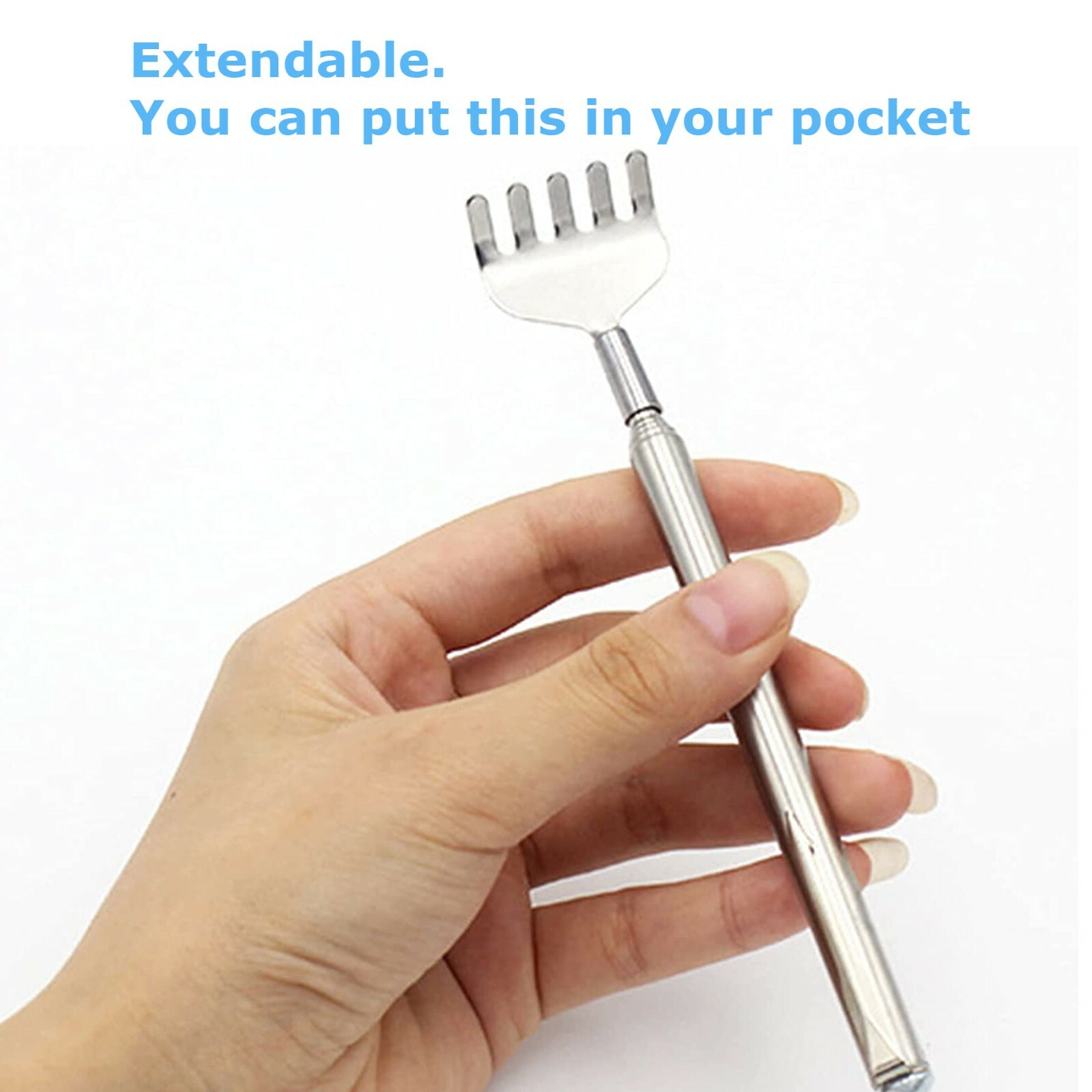Metal Stainless Steel Back Scratcher Telescopic Extendable Claw Extender QW US
