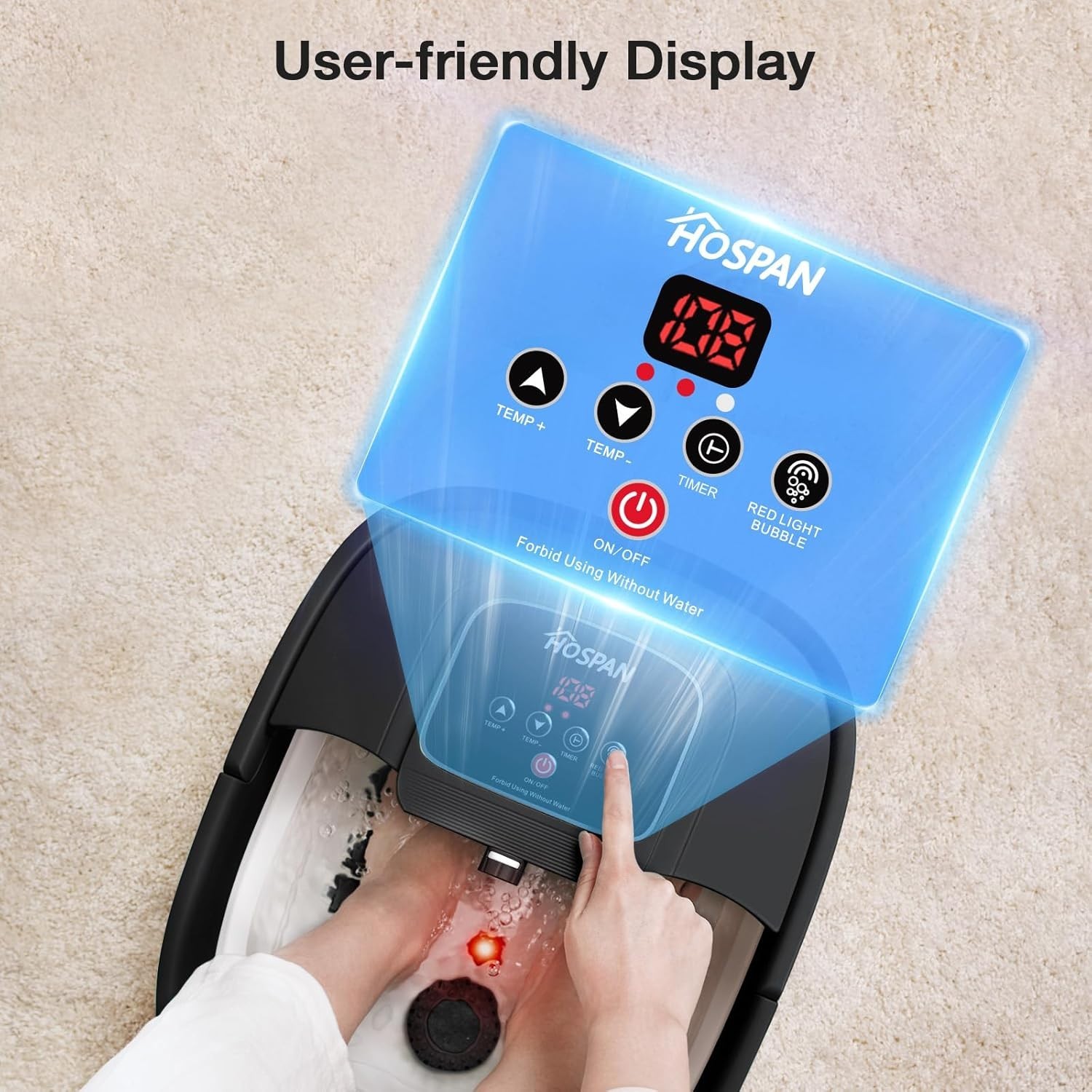 Portable Shiatsu Foot Bath Massager with Temperature Control & Red Light Therapy