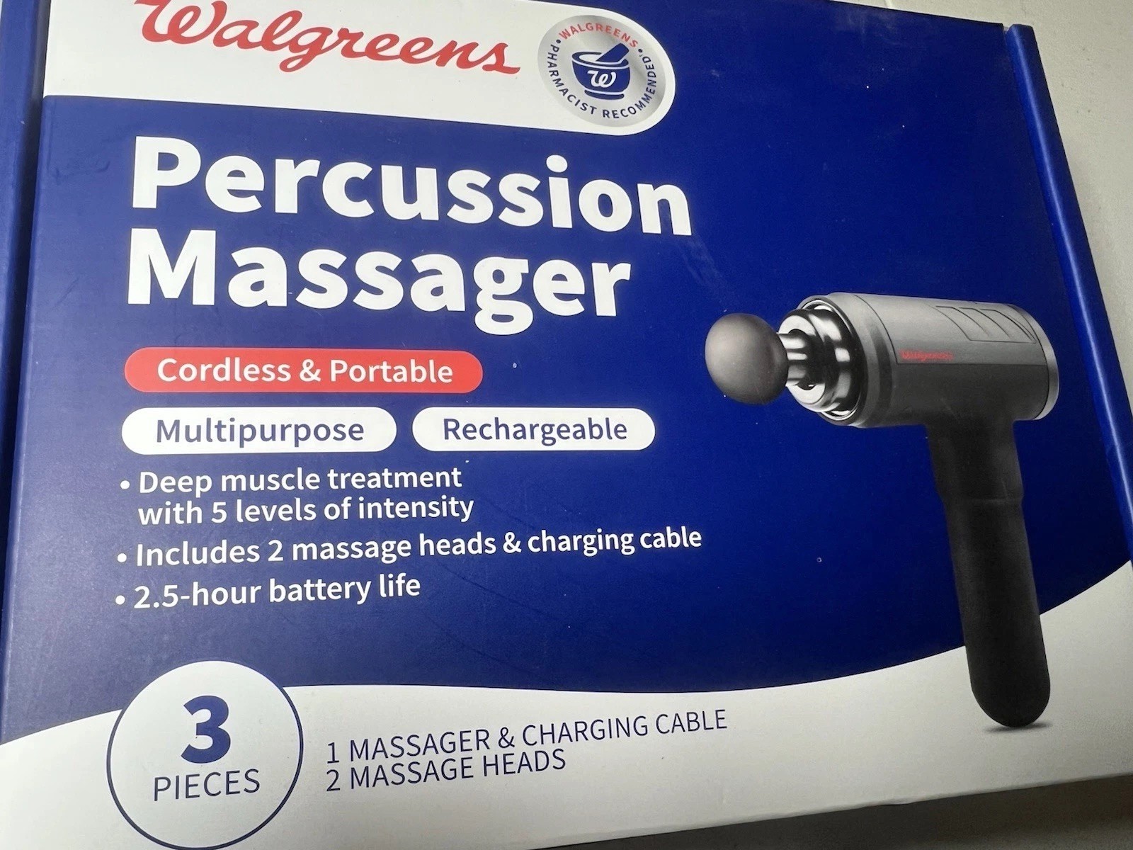 Walgreens 899209 Cordless Portable Percussion Massager. New In Box. Sealed