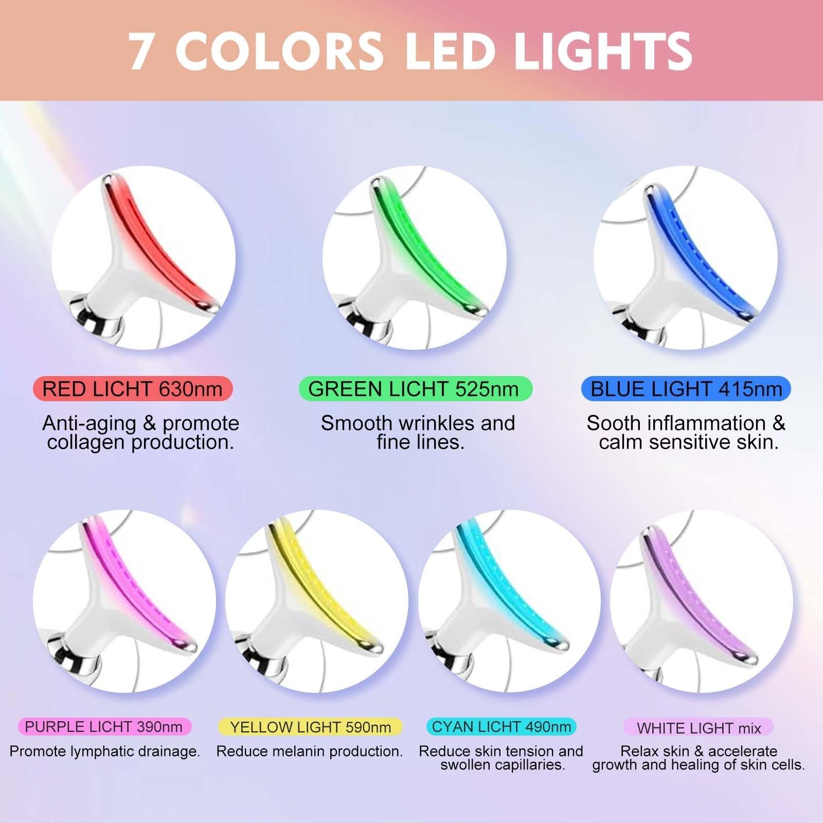 LED Face and Neck Massager Tool – 7 Colors, Skin Rejuvenation, Lifting & Toning