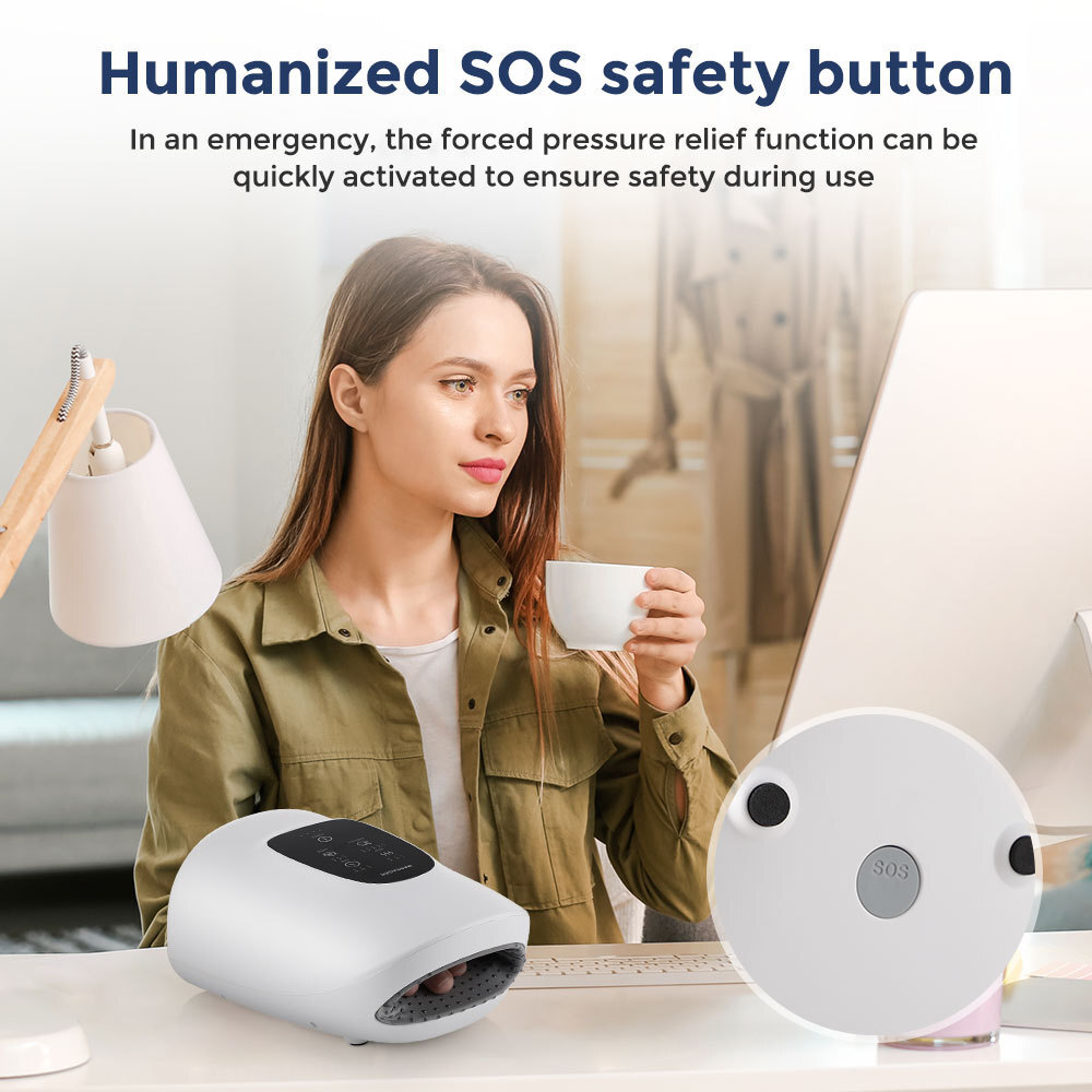 Electric Hand Massage Cordless Heat Air Compression Palm Massager Finger Wrist