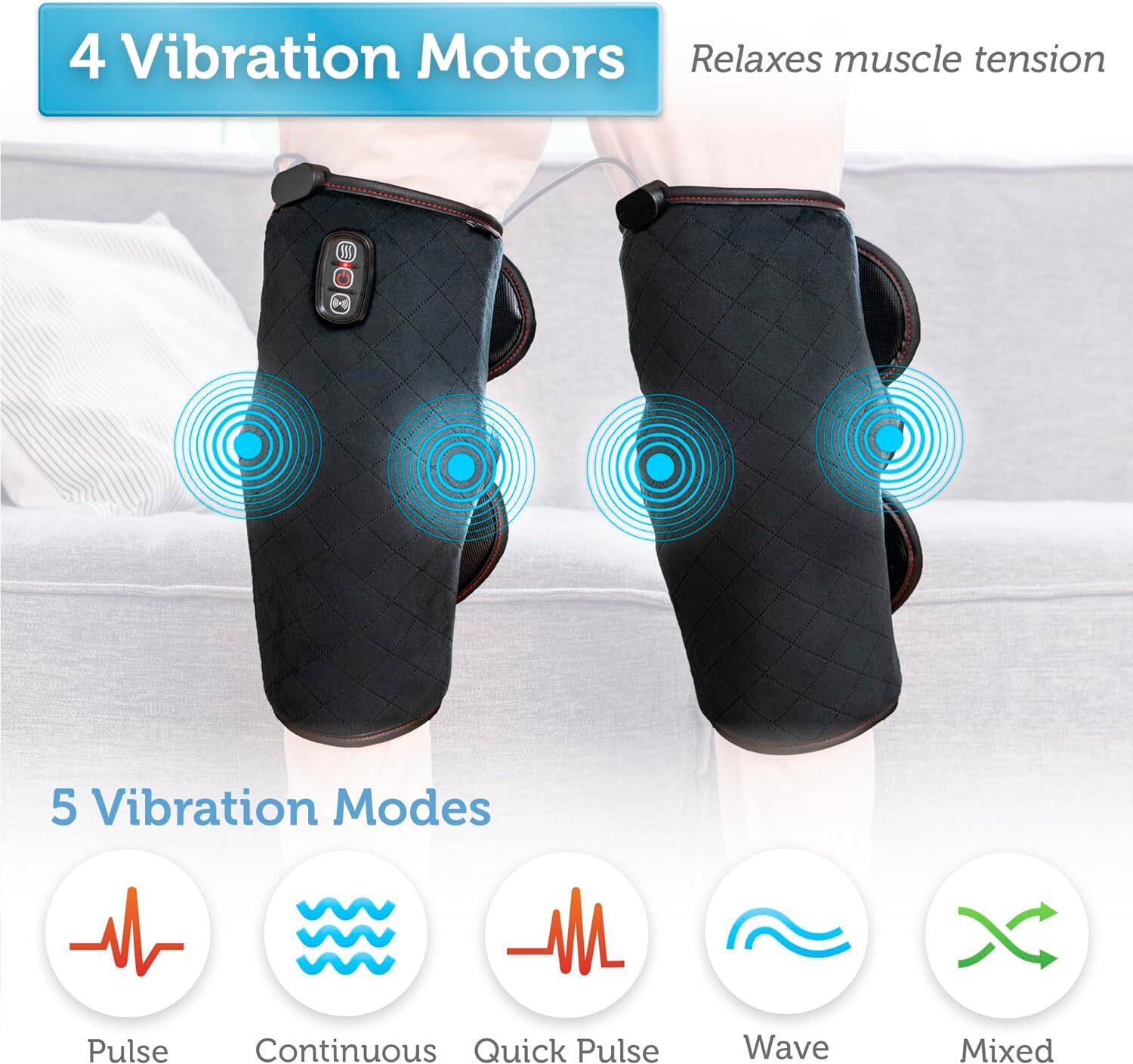 Heated Knee Brace Wrap with Vibration Massage – Knee Heating Pad with Vibration