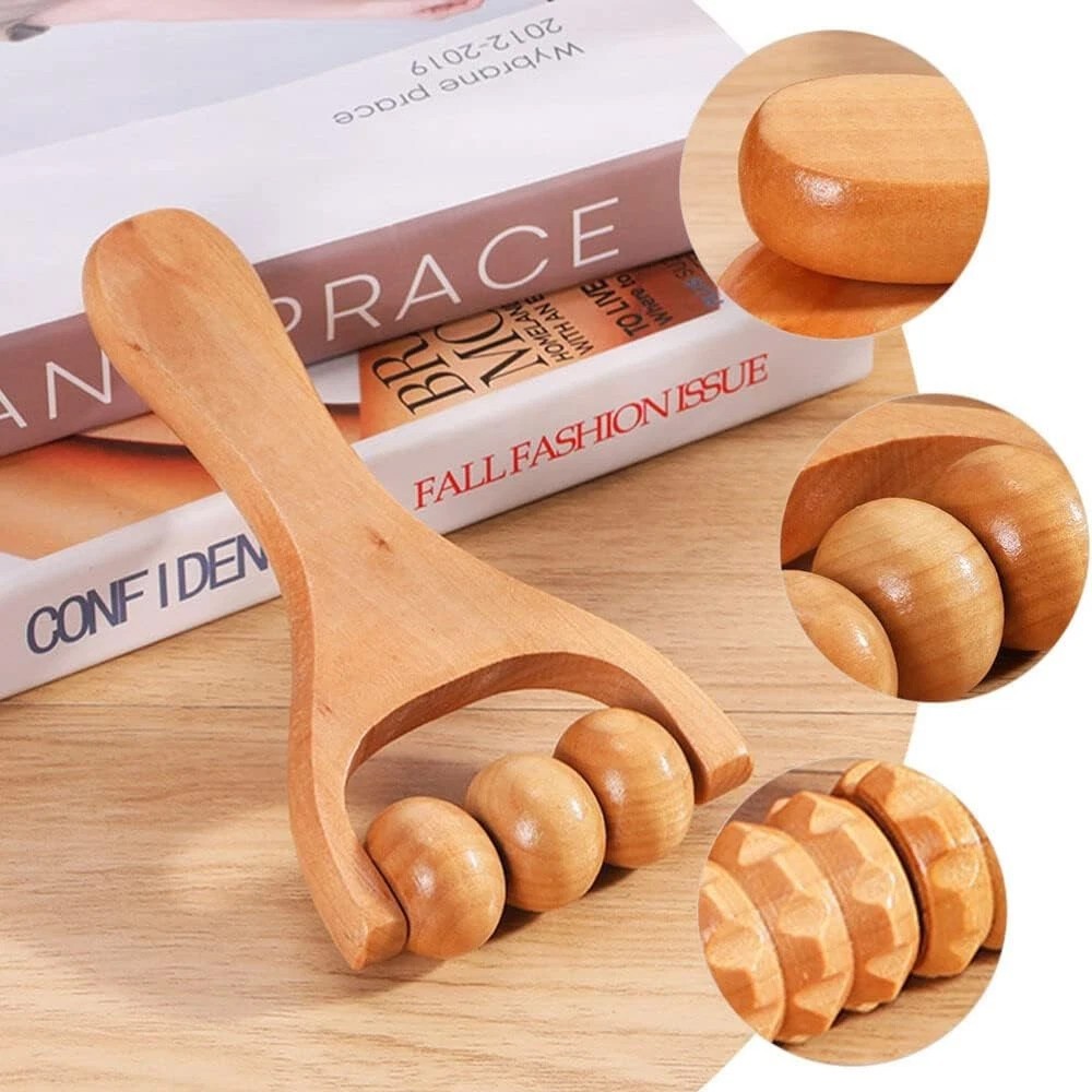 Wooden Massage Roller Bead Tool for Legs Arms Feet Muscle Tissue Relief 2x