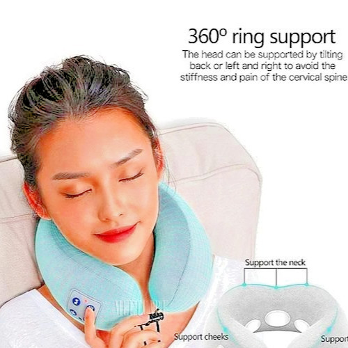 New Neck Massager Heated Massage Tens Travel Pillow Memory Foam Rechargeable NIB