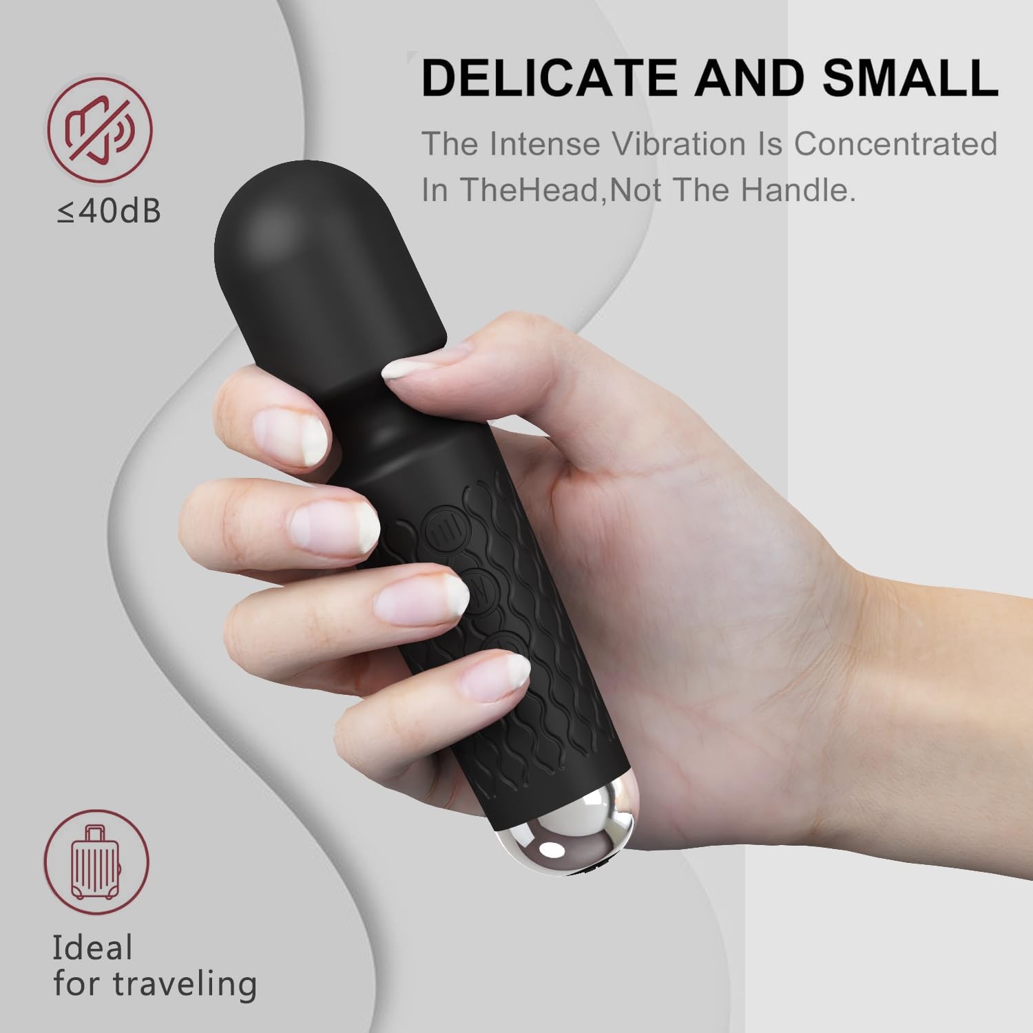 Personal Back Massager – Handheld Waterproof & Rechargeable Massager – 20 Spe…