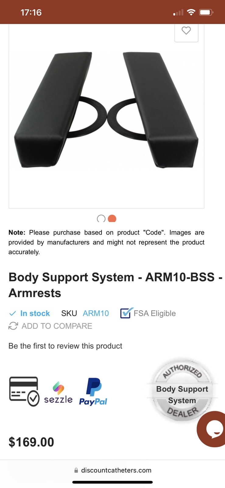 1 PIECE Body Support System/Body Cushion Arm Rest