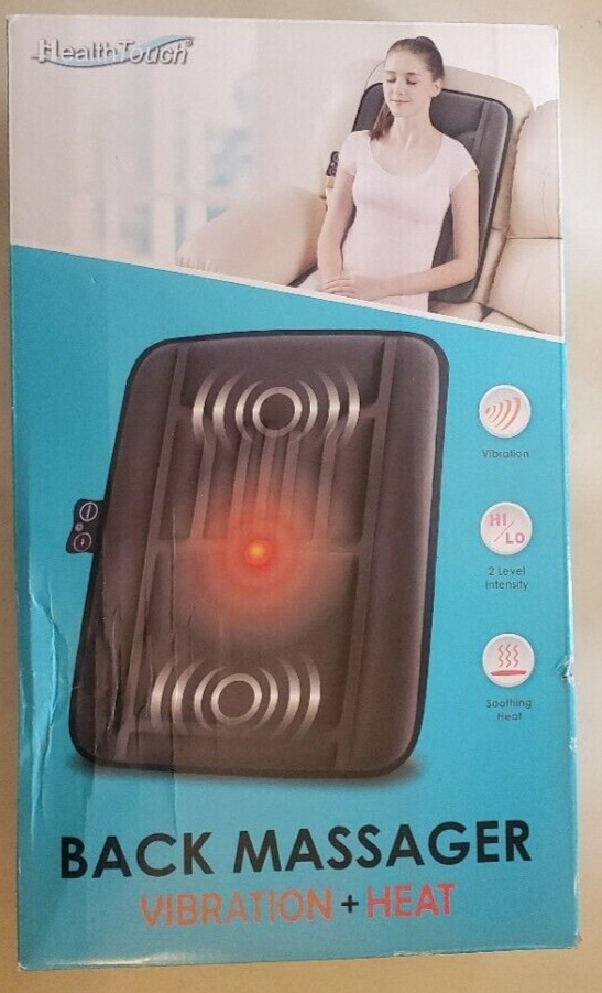 Health Touch Back Massager with Soothing Heat & Vibration New Open Box