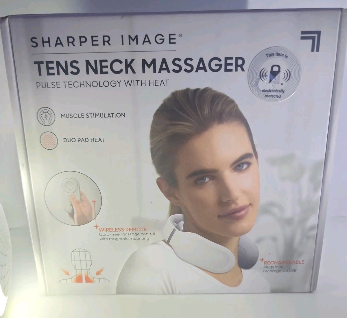 Sharper Image ~ Tens Neck Massager ~ Pulse Technology ~ Heat ~ Wireless Remote