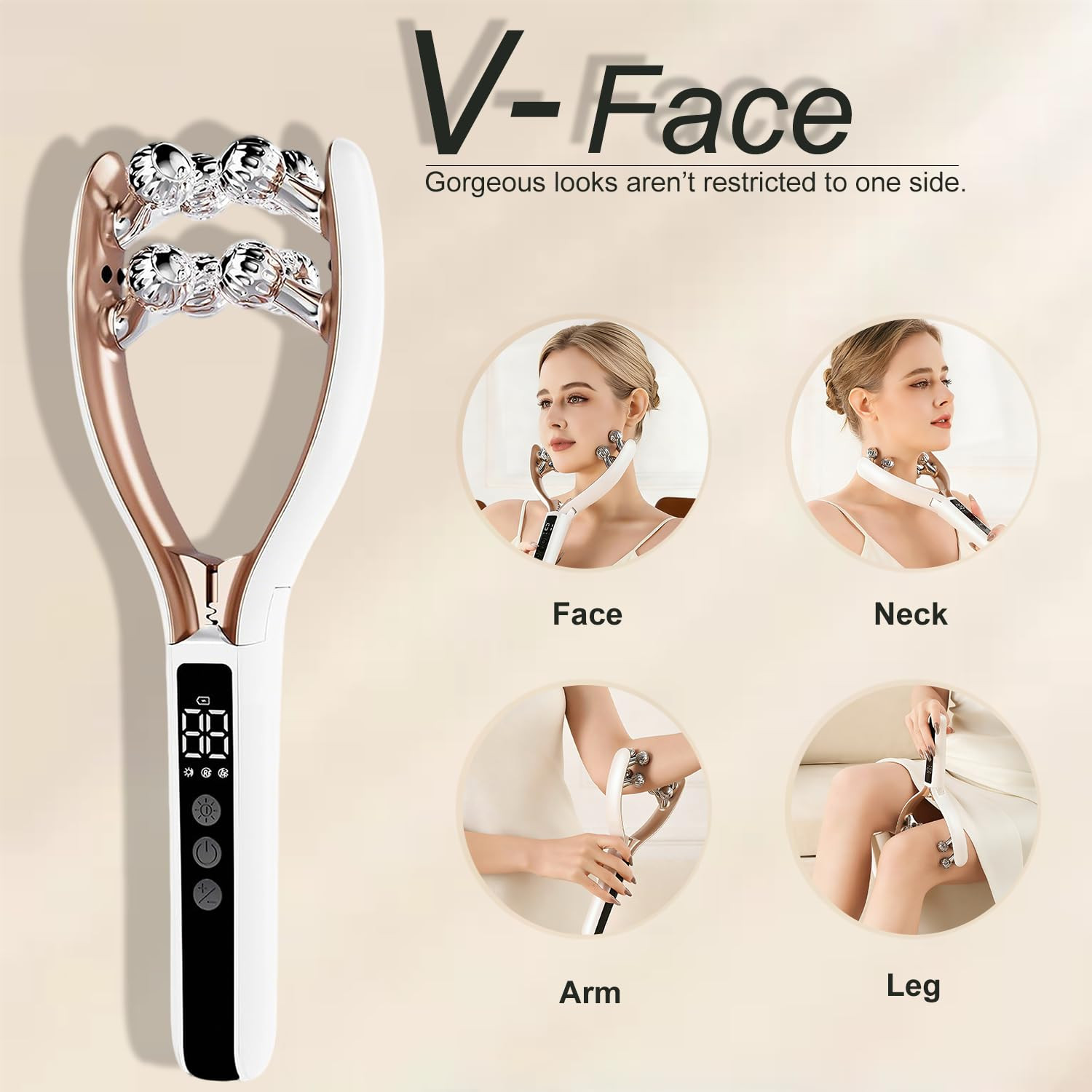 Facial Massager with 3D Roller,Lymphatic Drainage Tool for Face,Arm,Leg and Neck