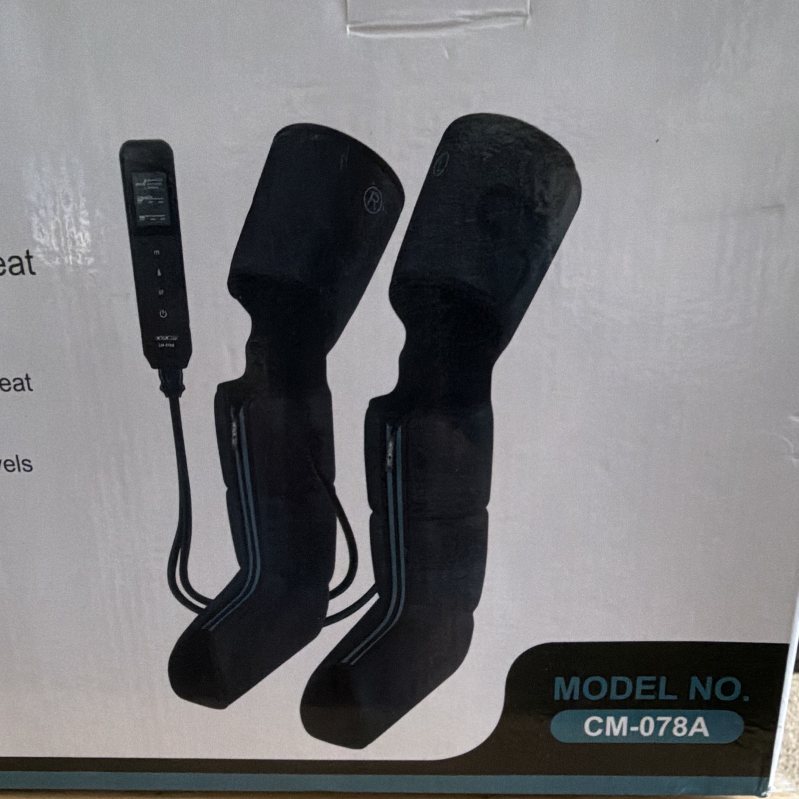 CINCOM CM-078A Air Compression Leg Massager w/ Heat Calf Foot Black