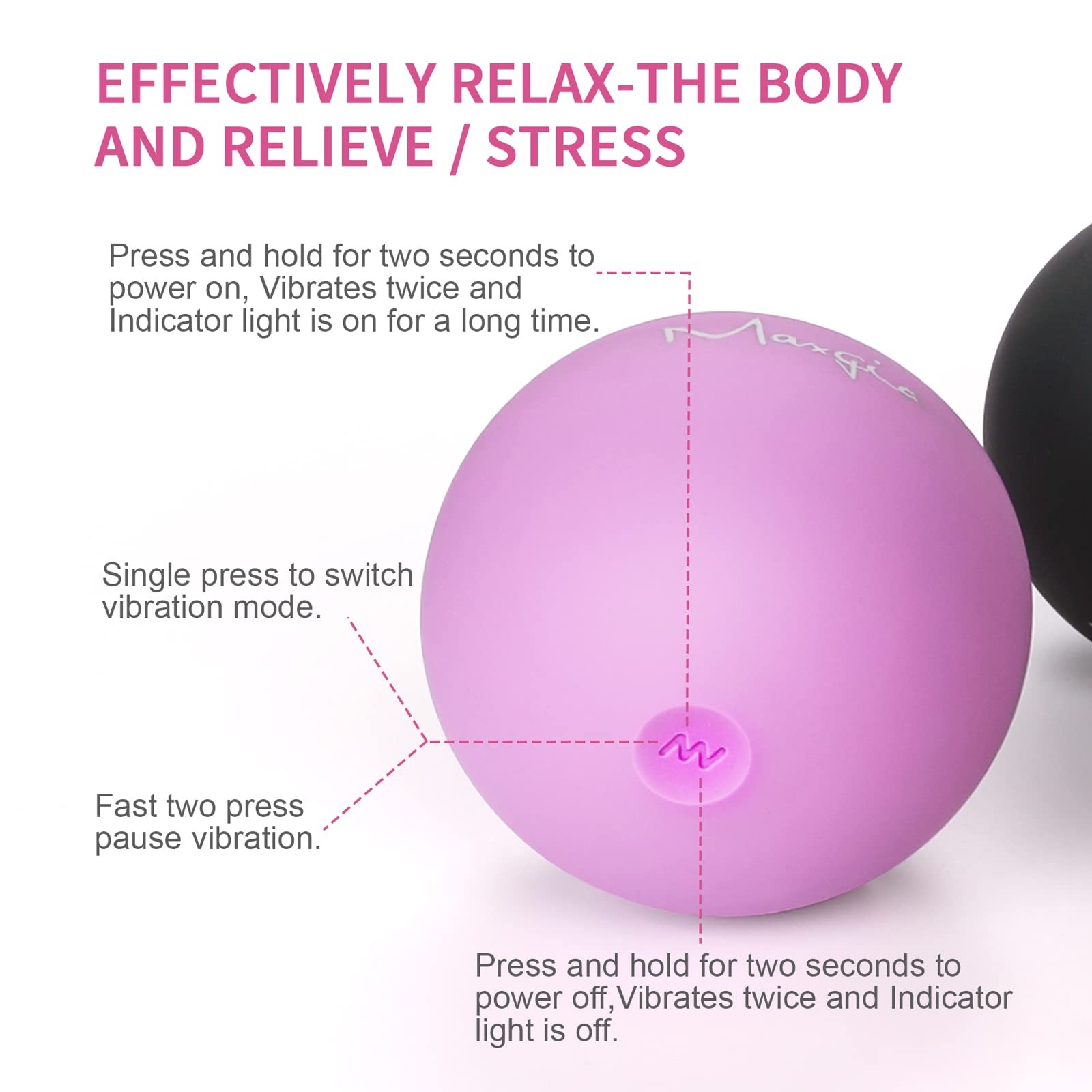 Maxgia 3″ Single Massage Ball, 5 Speeds Vibrating Massage Ball Roller for Tri…