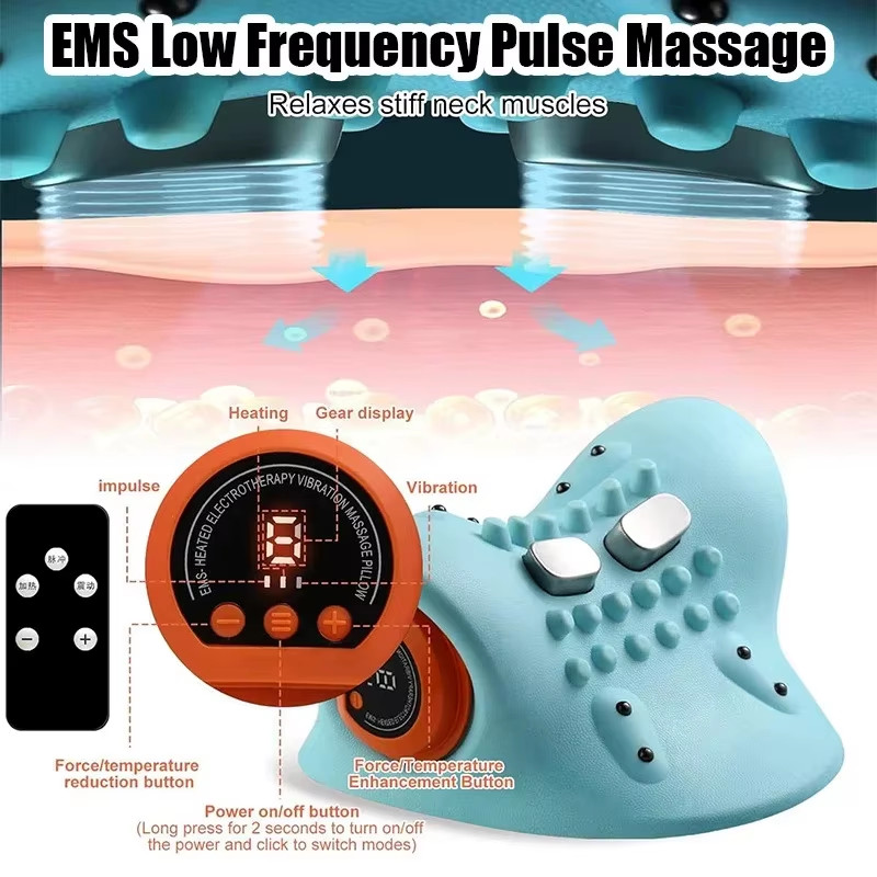 Ergonomic Electric Neck Traction Massager with Vibration and Kneading Features