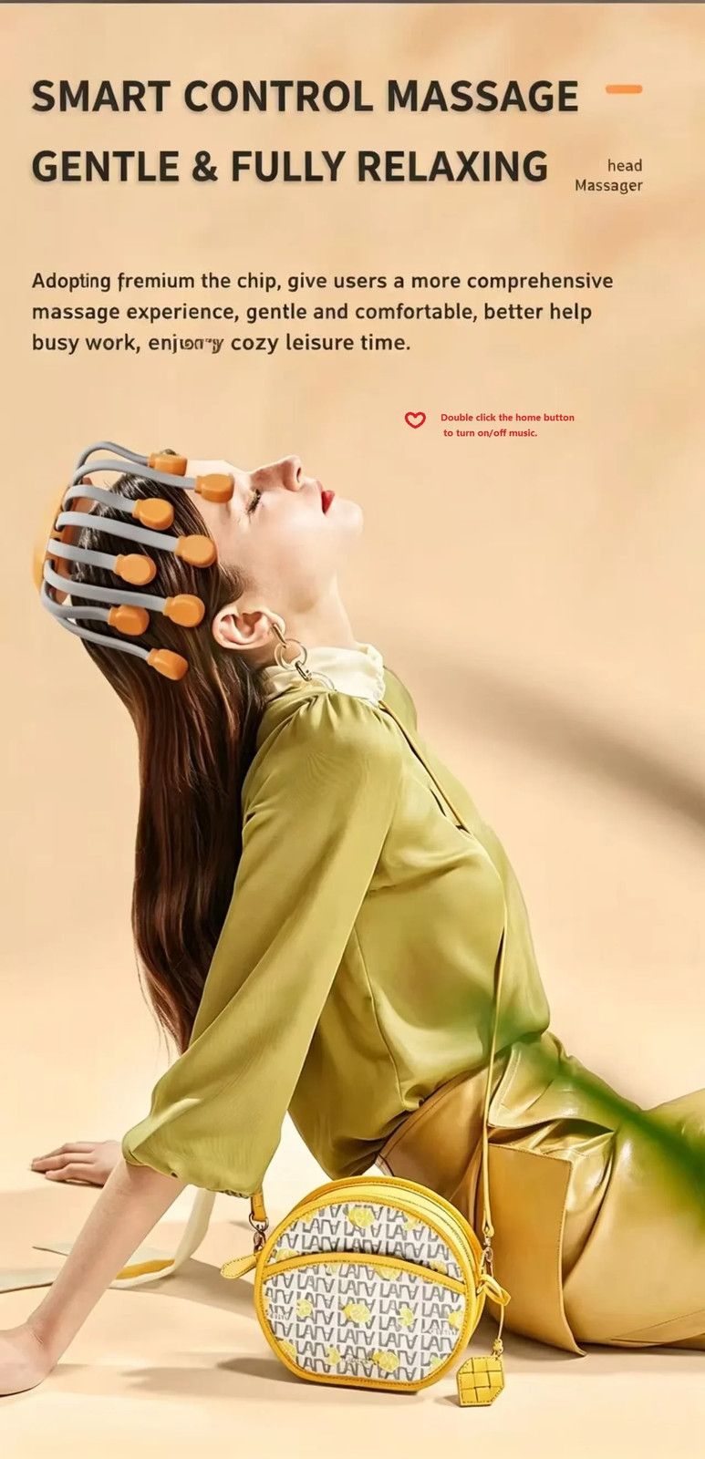 Orange Octopus Head Massager, 10/20 Independent Massage Heads, Wireless Vibratio