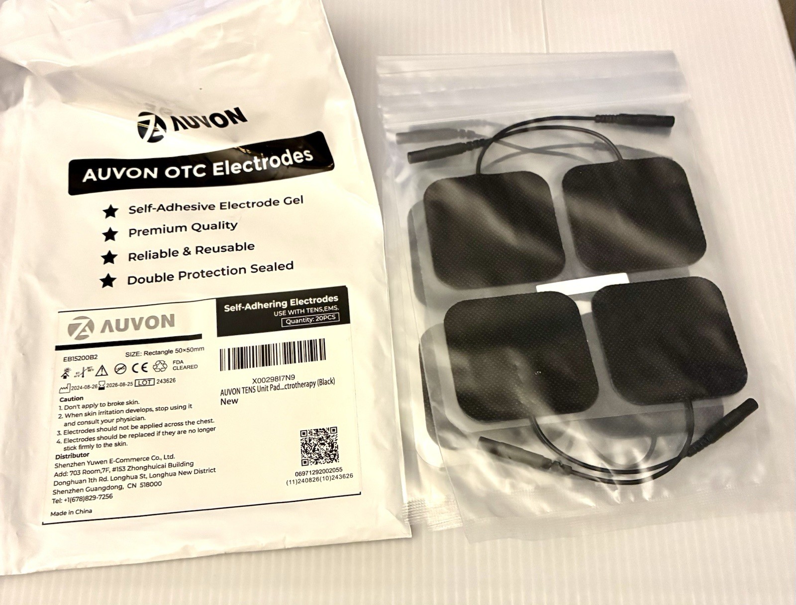 AUVON TENS Unit Pads Square Latex Free 4 Packs Of 4 Total Of 16 New Sealed