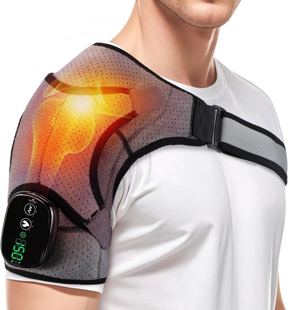 Electric Shoulder Massager Heated Vibration Shoulder Brace Wrap for Pain Relief