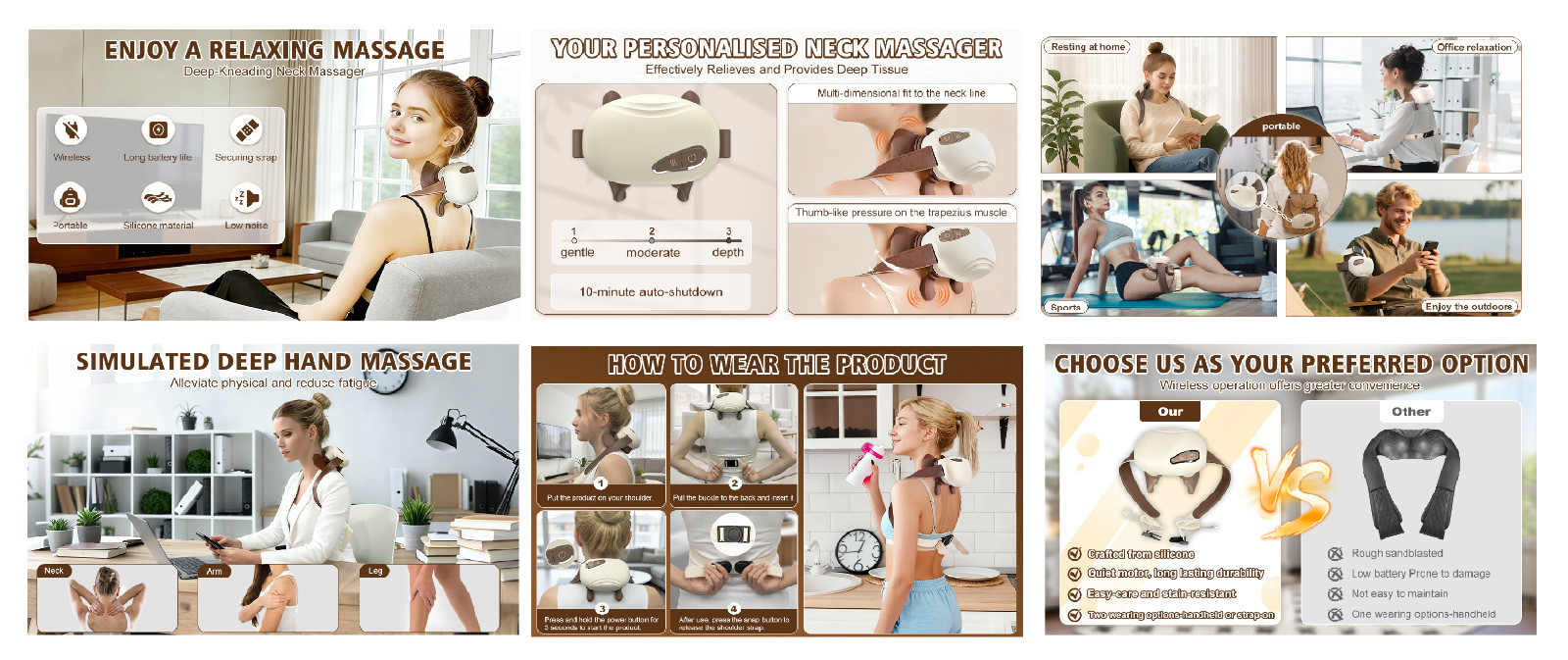 Massager Neck/Shoulder/Back/Leg Shiatsu Kneading Fingers