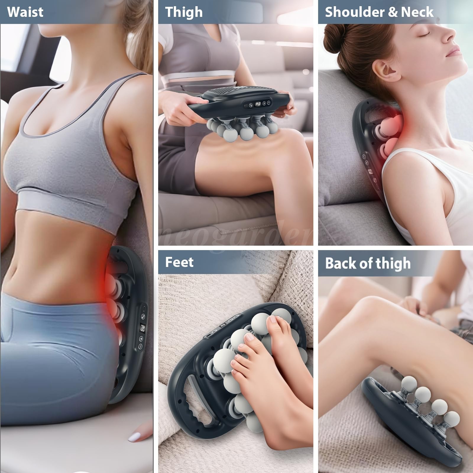 16 Head Massage Gun Deep Tissue Massager 9 Modes 2000mAH Muscle Relax